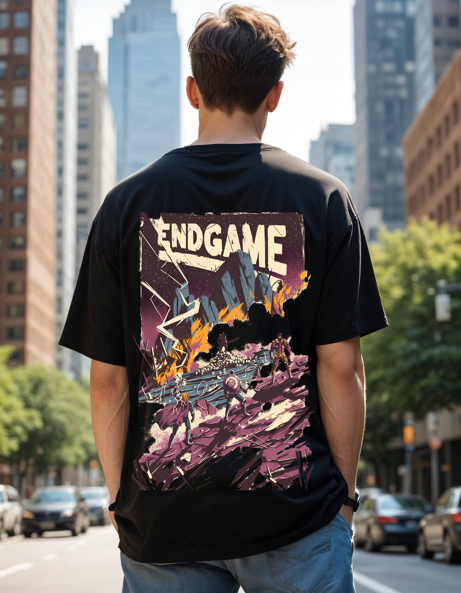 Smartees Men Cotton Blend Oversized Fit Printed T-Shirt ( Black ) Smartees Men Cotton Blend Oversized Fit Printed T-Shirt ( Black )