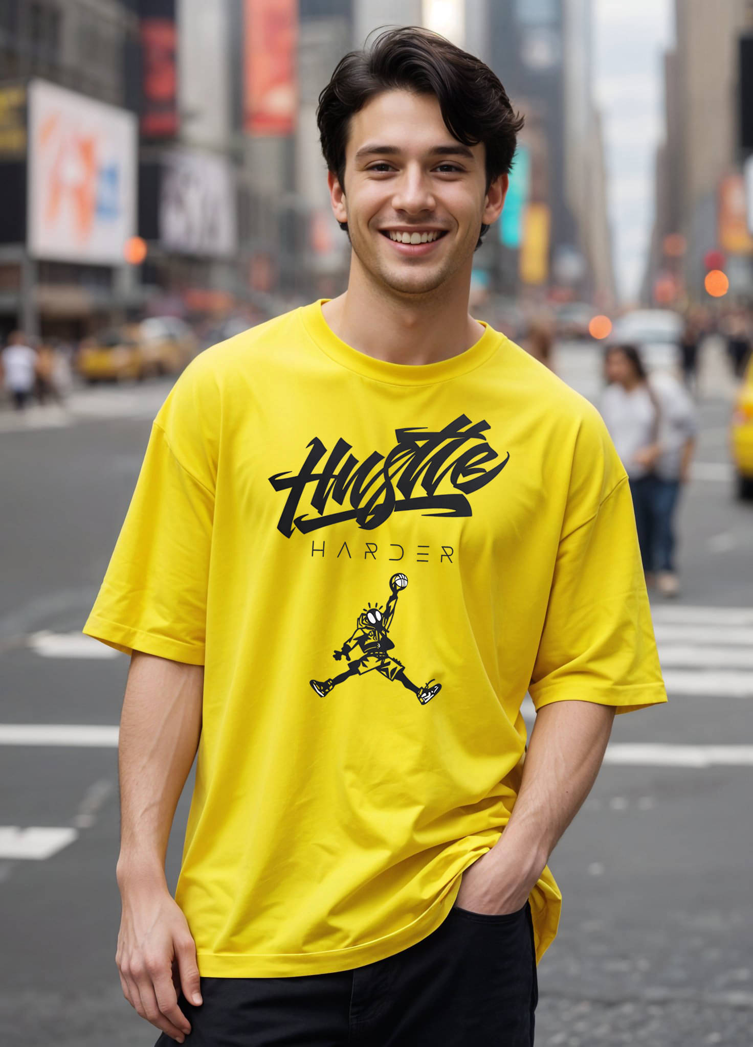 Smartees Men Cotton Blend Oversized Fit Printed T-Shirt ( Yellow ) Smartees Men Cotton Blend Oversized Fit Printed T-Shirt ( Yellow )