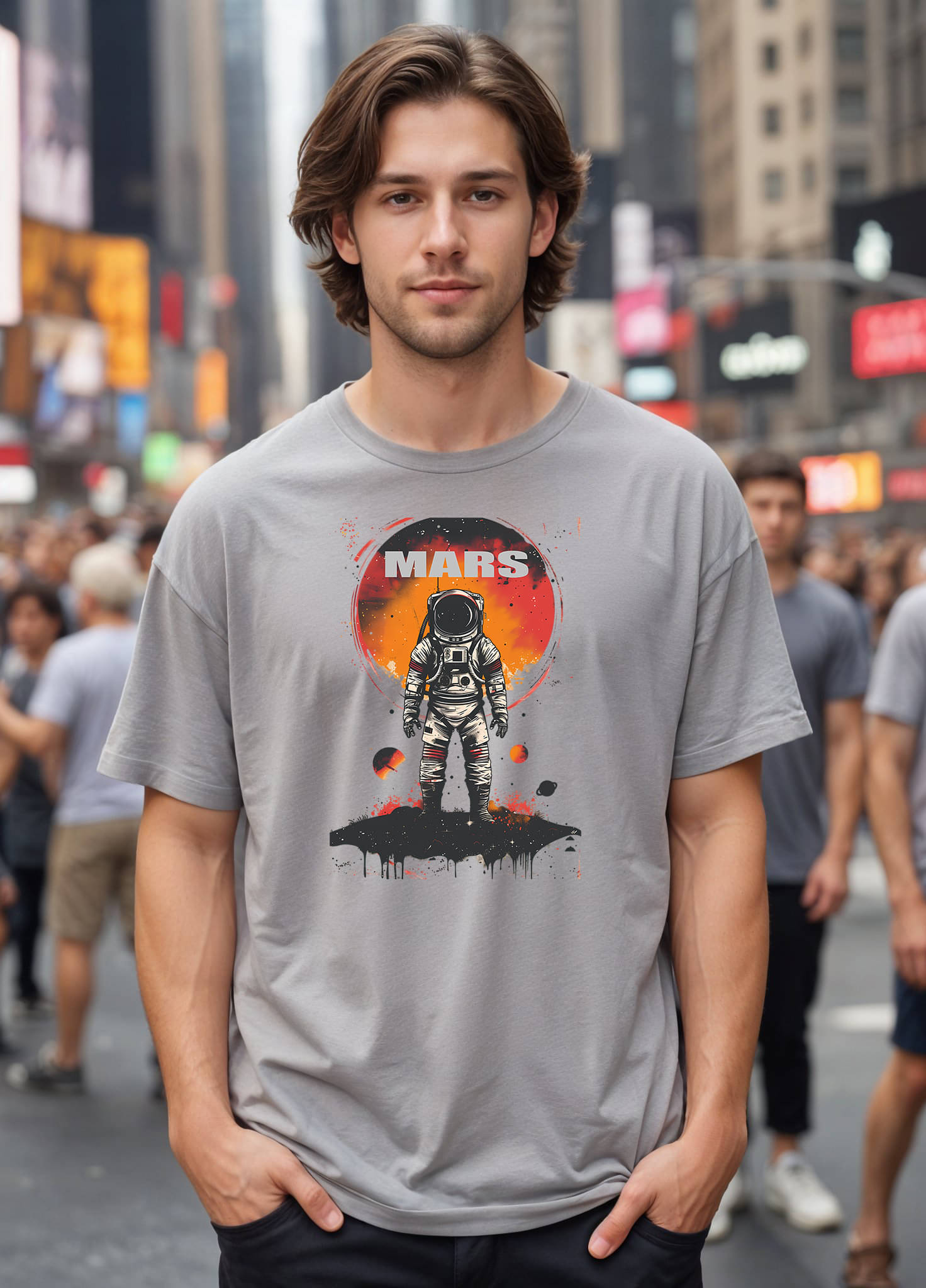 Smartees Men Cotton Blend Oversized Fit Printed T-Shirt ( Silver ) Smartees Men Cotton Blend Oversized Fit Printed T-Shirt ( Silver )