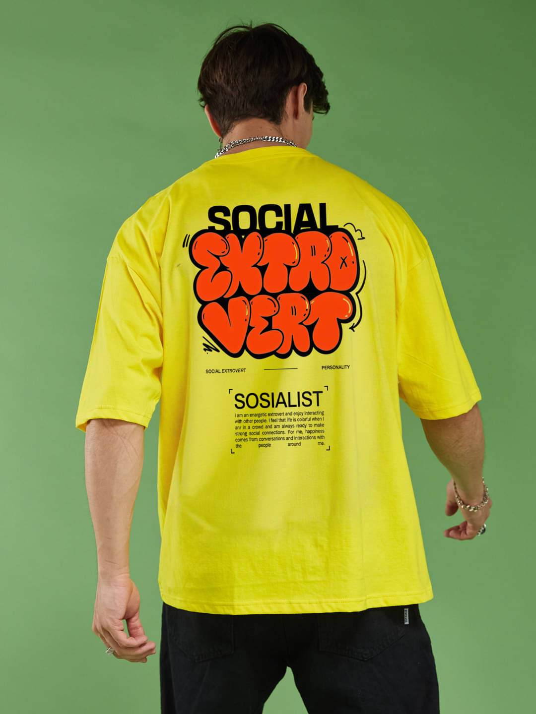 Smartees Men Cotton Blend Oversized Fit Printed T-Shirt ( Yellow ) Smartees Men Cotton Blend Oversized Fit Printed T-Shirt ( Yellow )