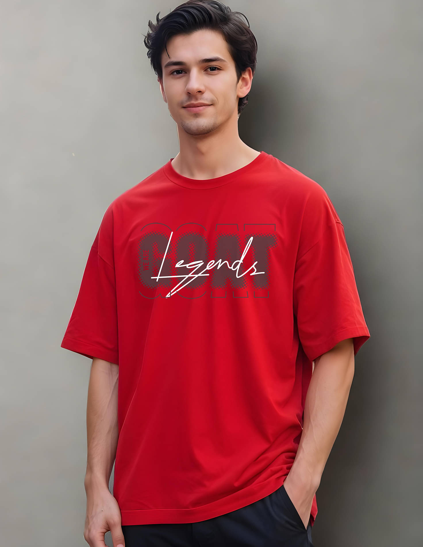     			Smartees Men Cotton Blend Oversized Fit Printed T-Shirt ( Red )