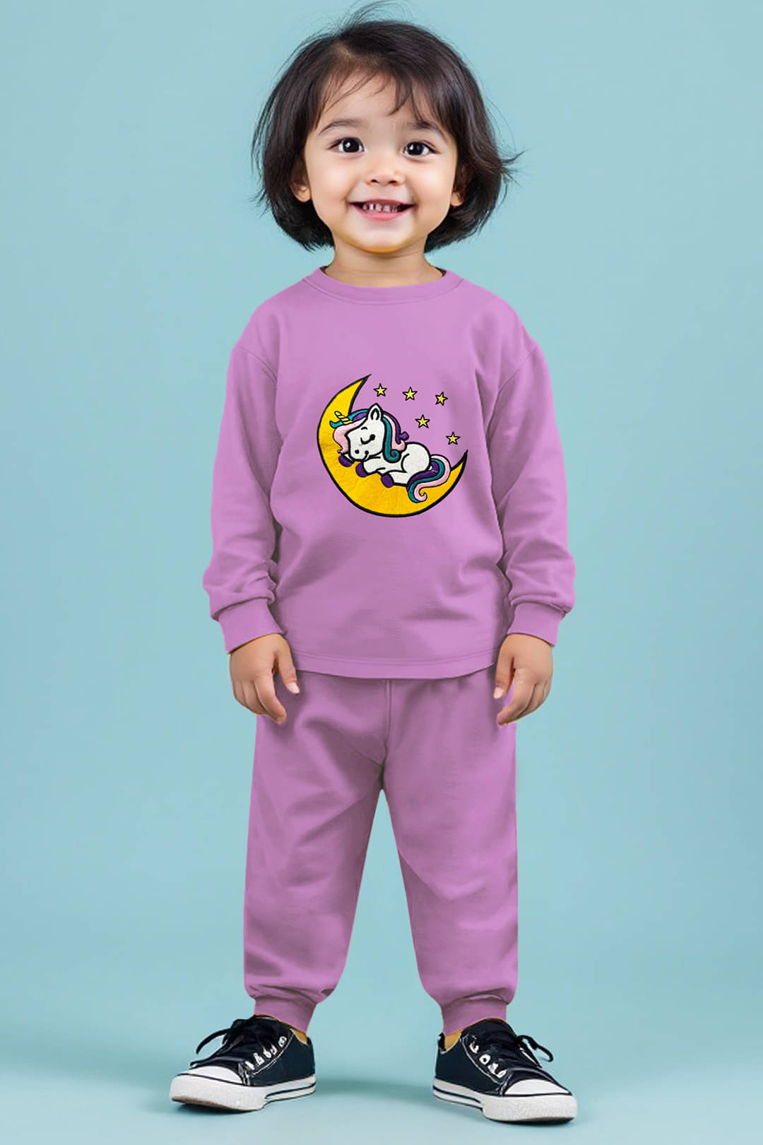     			Trampoline Pack of 1 Girls Cotton Sweatshirt & Joggers ( Purple )
