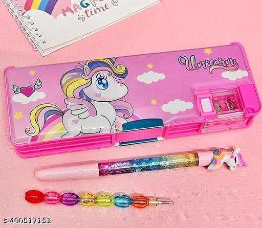 Unicorn Geometry Magnetic Lock Closure Box with LED Torch Light lamp (Unicorn Light Geomtery+ Water Pen+Rainbow Pencil) Set of 3 Items Unicorn Geometry Magnetic Lock Closure Box with LED Torch Light lamp (Unicorn Light Geomtery+ Water Pen+Rainbow Pencil) Set of 3 Items