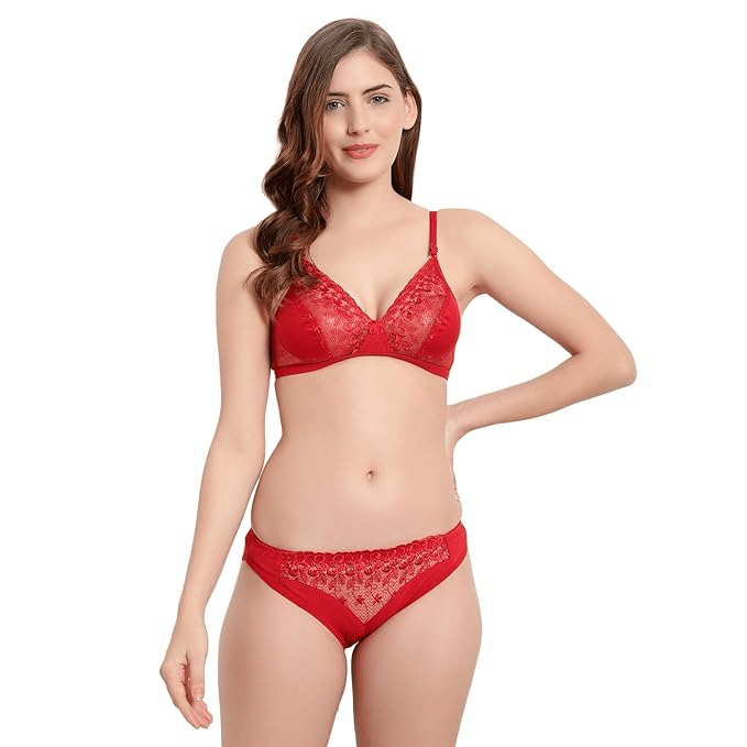     			Vedhahi Pack of 1 Cotton Blend Non Padded Everyday Bra For Women ( Red,Maroon )