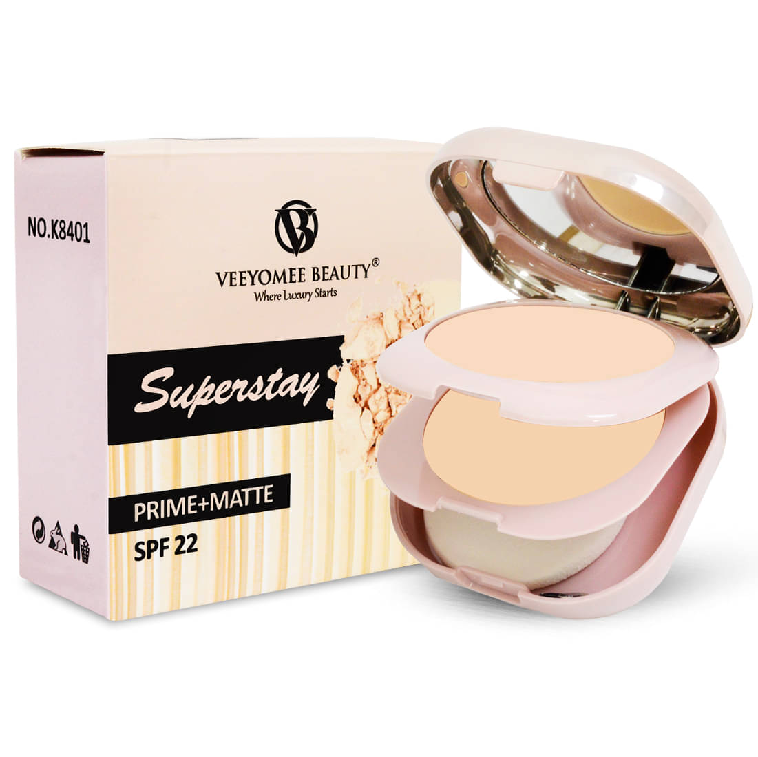     			Veeyomee Beauty Compact Powder Pressed Powder Shade-03 Light SPF 22 20 g
