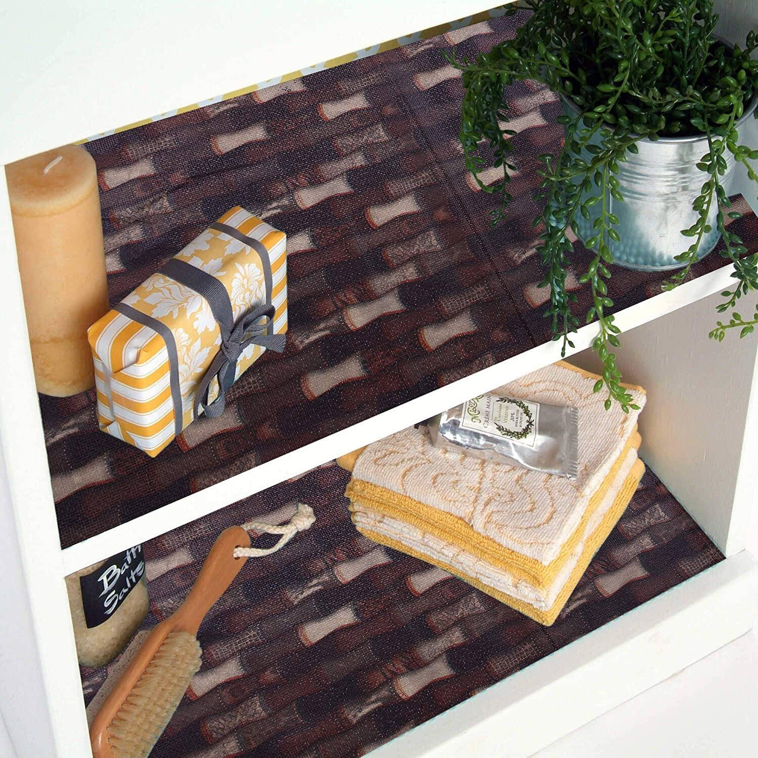     			mopak decor Single Polyester Brown Kitchen Shelf Cover Cover