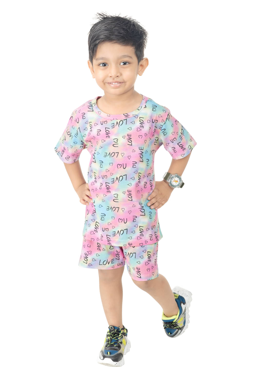 s muktar garments Pack of 1 Unisex Cotton Blend T-Shirt & Shorts Set ( Multicolor ) s muktar garments Pack of 1 Unisex Cotton Blend T-Shirt & Shorts Set ( Multicolor )