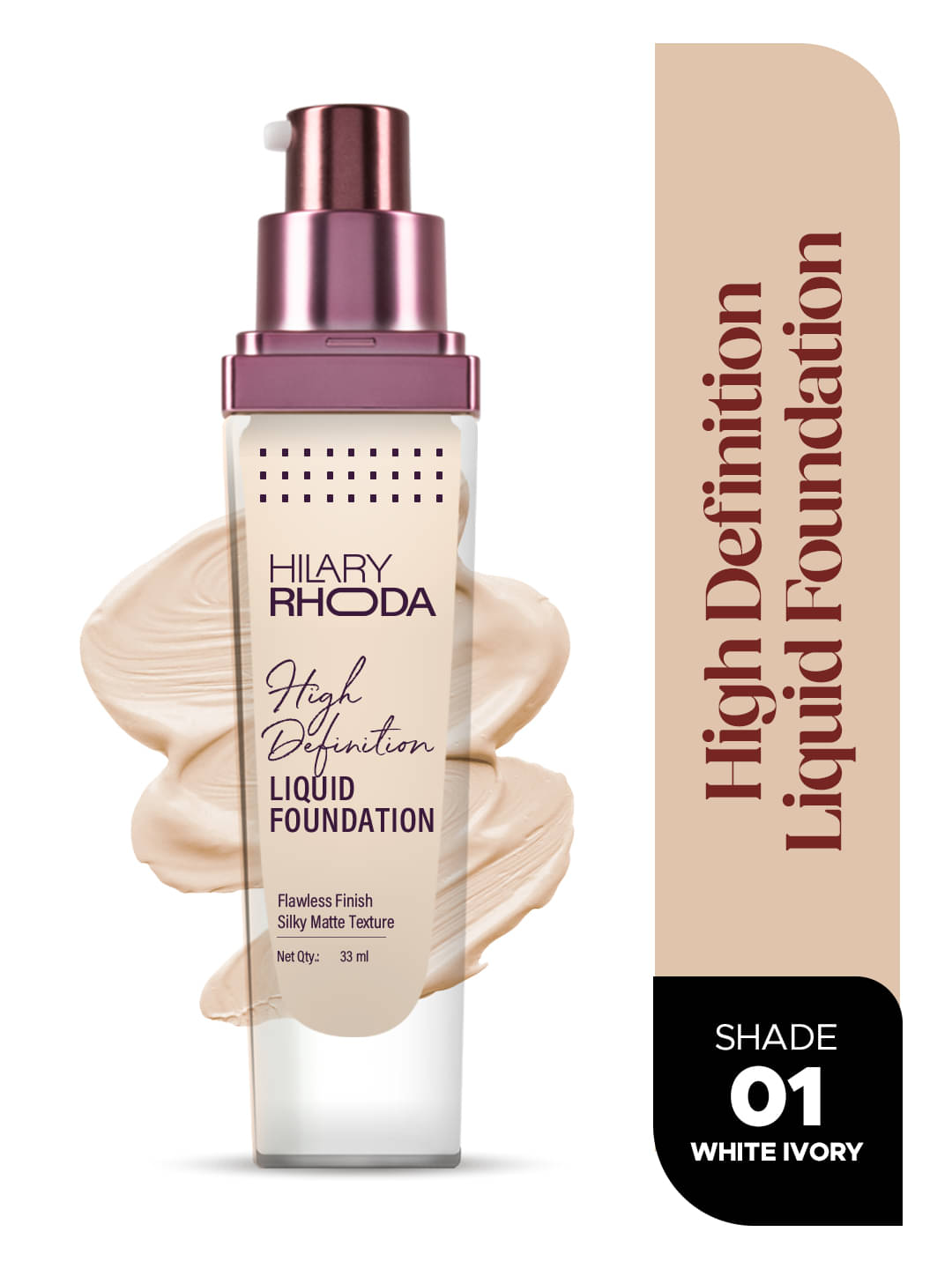     			Hilary Rhoda Matte Liquid For All Skin Types Skin Ivory Foundation Pack of 1