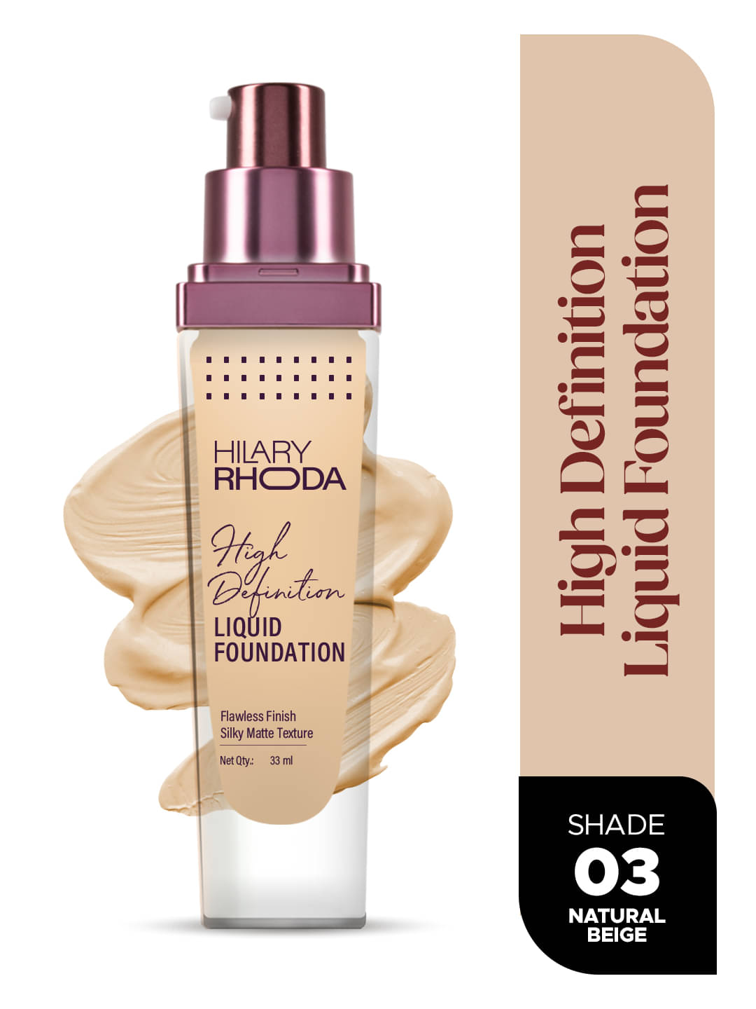     			Hilary Rhoda Matte Liquid For All Skin Types Skin Ivory Foundation Pack of 1