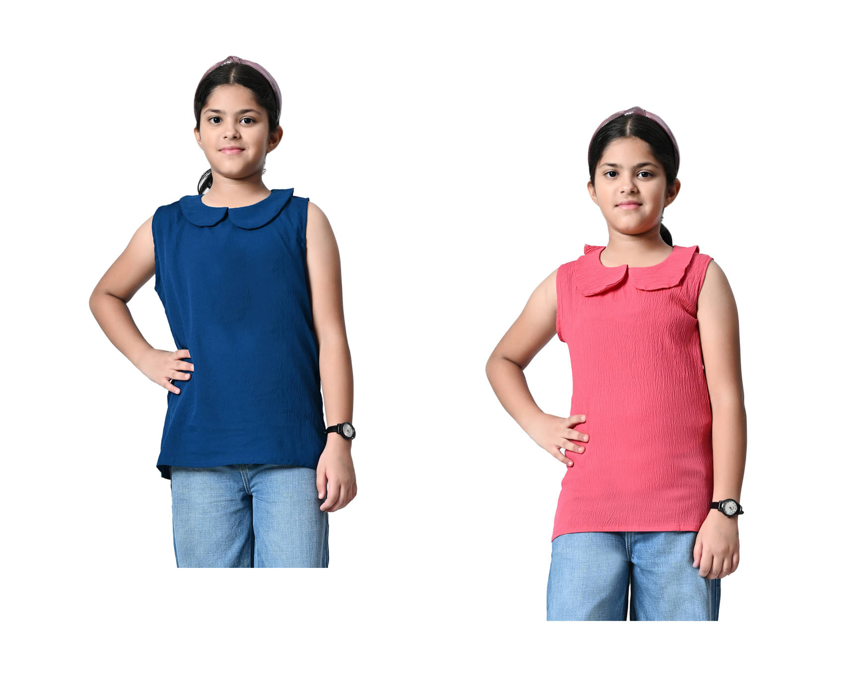     			IndiWeaves Pack of 2 Girls Crepe Top ( Multicolor )