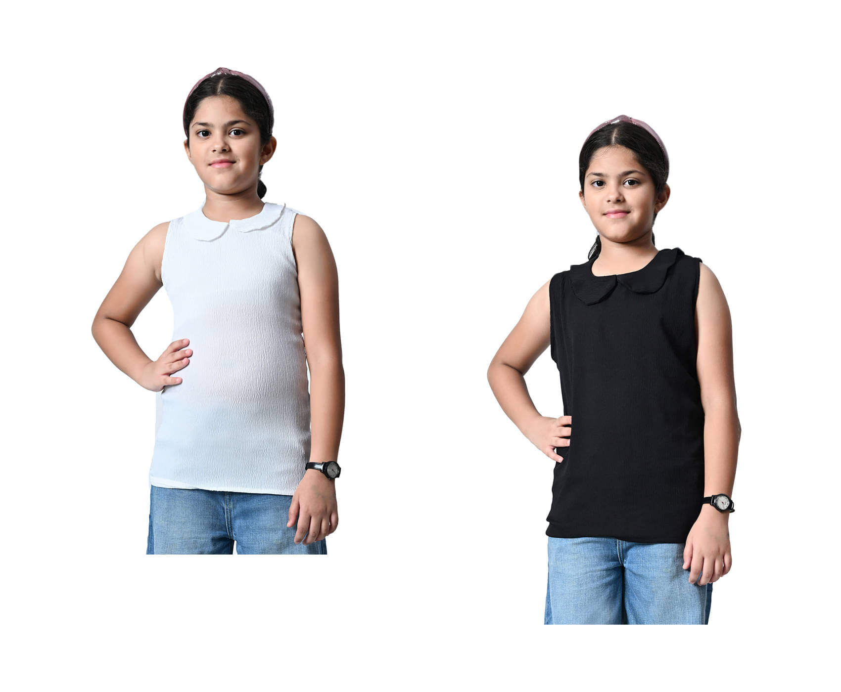     			IndiWeaves Pack of 2 Girls Crepe Top ( Multicolor )