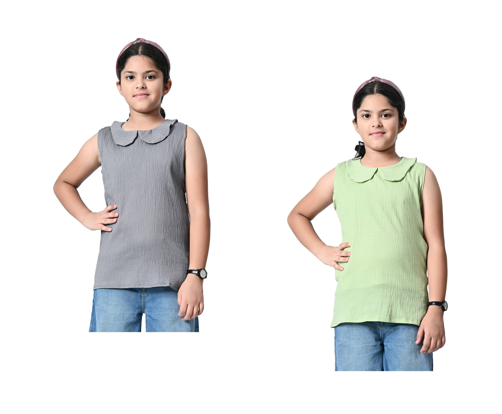     			IndiWeaves Pack of 2 Girls Crepe Top ( Multicolor )