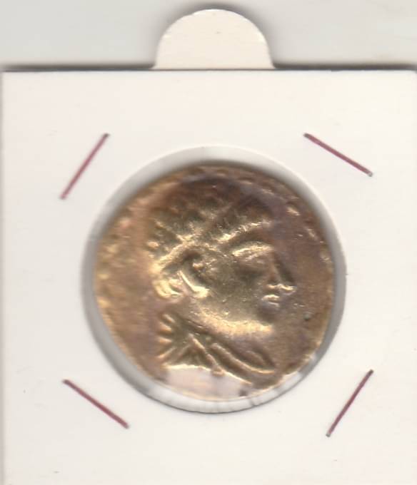     			NUMISMATTECLY  RARE AND COLLECTIBLE- INDO GREEK ,BIG KING HEAD,GOLD PLATED BRASS MADE RARE COIN.-WIGHT-11 GRAMS.IN EXTRA FINE CONDITION..CHECK PICTURE CAREFFULLY BEFORE ORDER PLEASE DONT PLACE FAKE  ORDER.