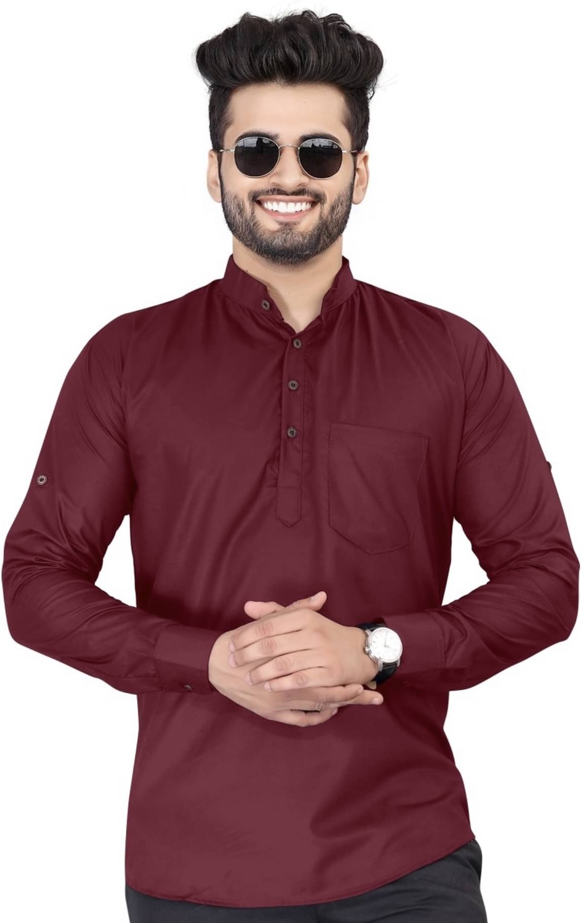 SOPANI Maroon Cotton Men's Regular Kurta ( Pack of 1 ) SOPANI Maroon Cotton Men's Regular Kurta ( Pack of 1 )