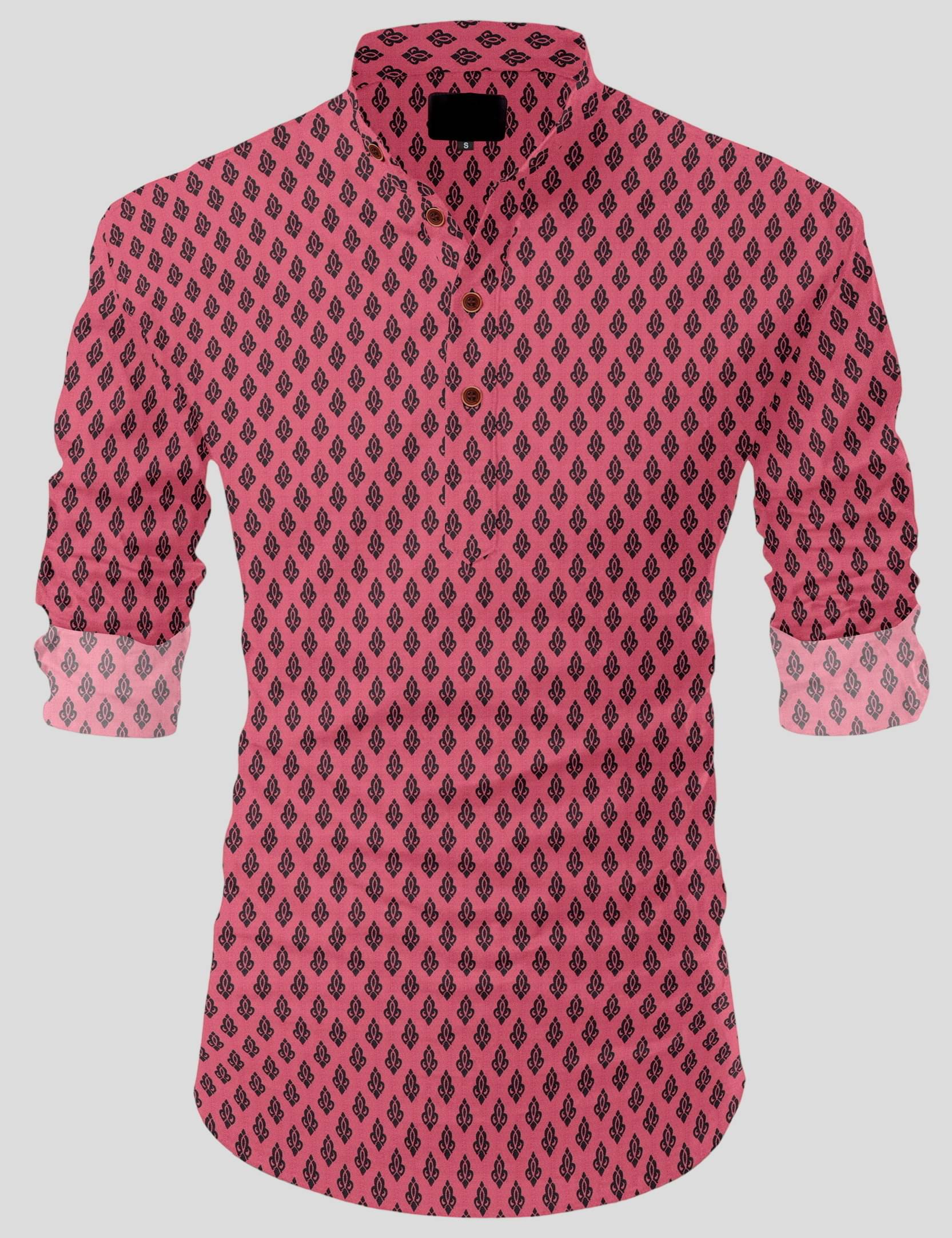     			SOPANI Pink Cotton Blend Men's Regular Kurta ( Pack of 1 )