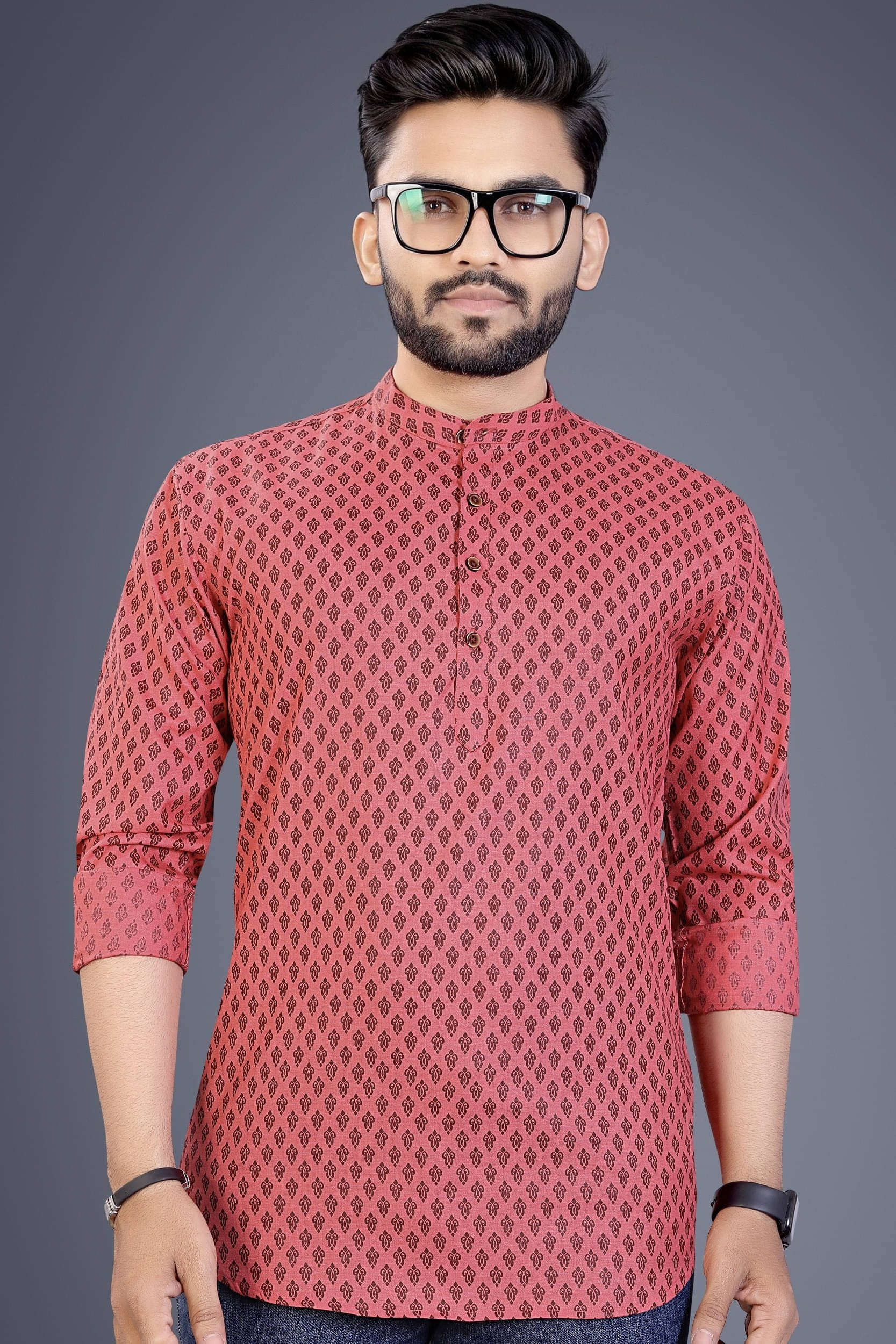 SOPANI Pink Cotton Blend Men's Regular Kurta ( Pack of 1 ) SOPANI Pink Cotton Blend Men's Regular Kurta ( Pack of 1 )