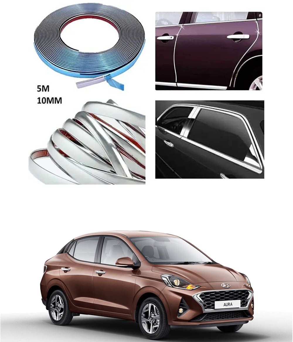 APICAL Side Chrome Beading For Car Exterior Decorating and Styling Strips (12 mm 5 meter) For Hyundai Aura APICAL Side Chrome Beading For Car Exterior Decorating and Styling Strips (12 mm 5 meter) For Hyundai Aura