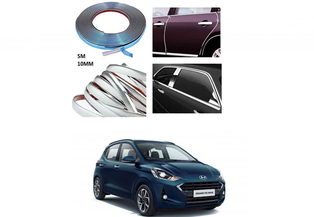     			APICAL Side Chrome Beading For Car Exterior Decorating and Styling Strips (12 mm 5 meter) For Hyundai Grand I10 Nios