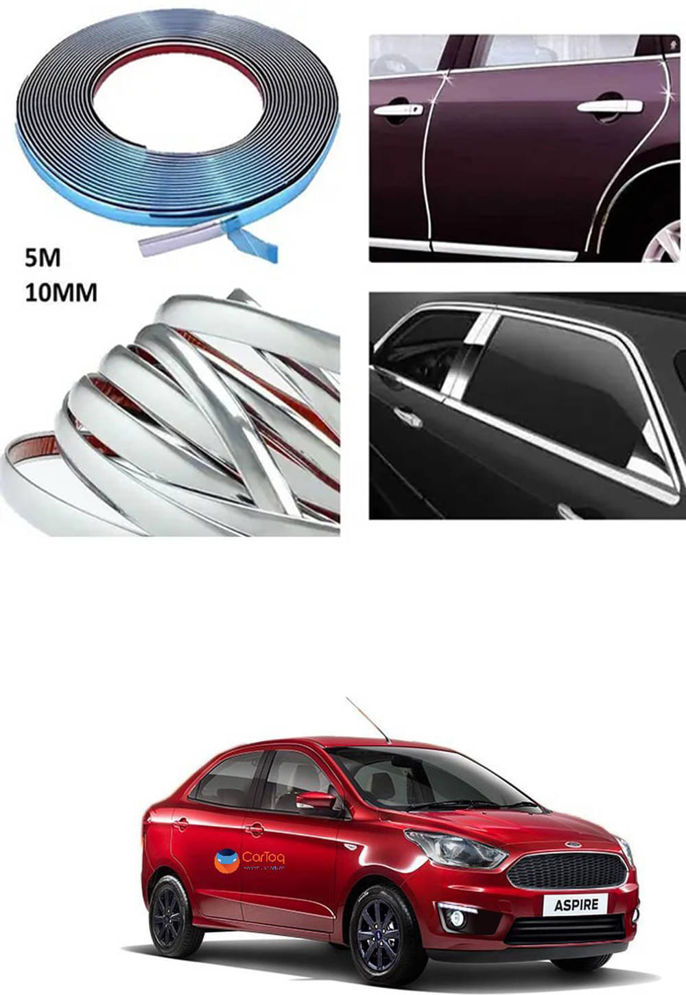 APICAL Side Chrome Beading For Car Exterior Decorating and Styling Strips (12 mm 5 meter) For Ford Aspire APICAL Side Chrome Beading For Car Exterior Decorating and Styling Strips (12 mm 5 meter) For Ford Aspire