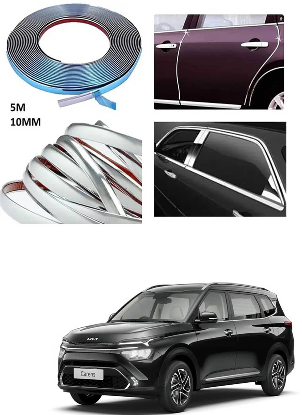 APICAL Side Chrome Beading For Car Exterior Decorating and Styling Strips (12 mm 5 meter) For Kia Carens APICAL Side Chrome Beading For Car Exterior Decorating and Styling Strips (12 mm 5 meter) For Kia Carens