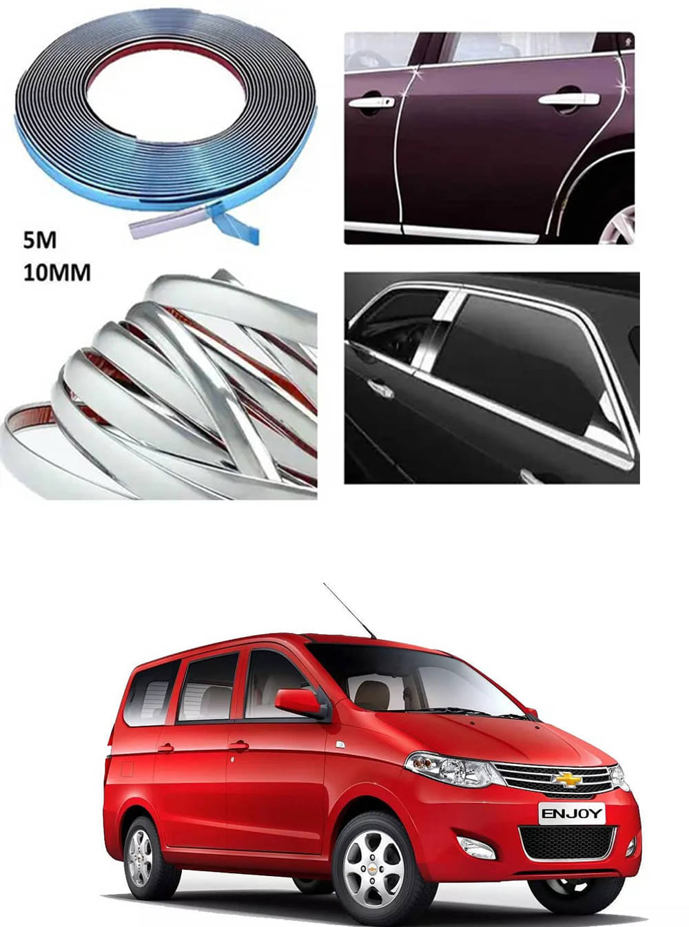 APICAL Side Chrome Beading For Car Exterior Decorating and Styling Strips (12 mm 5 meter) For Chevrolet Enjoy APICAL Side Chrome Beading For Car Exterior Decorating and Styling Strips (12 mm 5 meter) For Chevrolet Enjoy