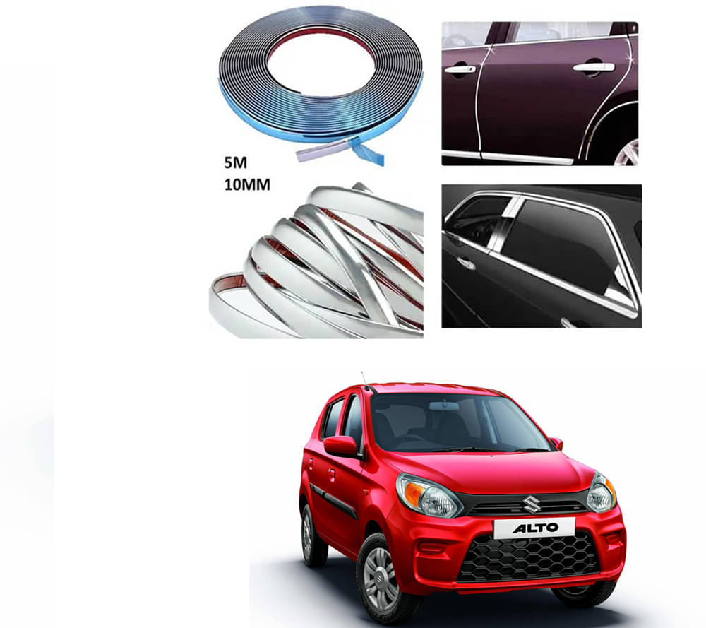     			APICAL Side Chrome Beading For Car Exterior Decorating and Styling Strips (12 mm 5 meter) For Maruti Suzuki Alto