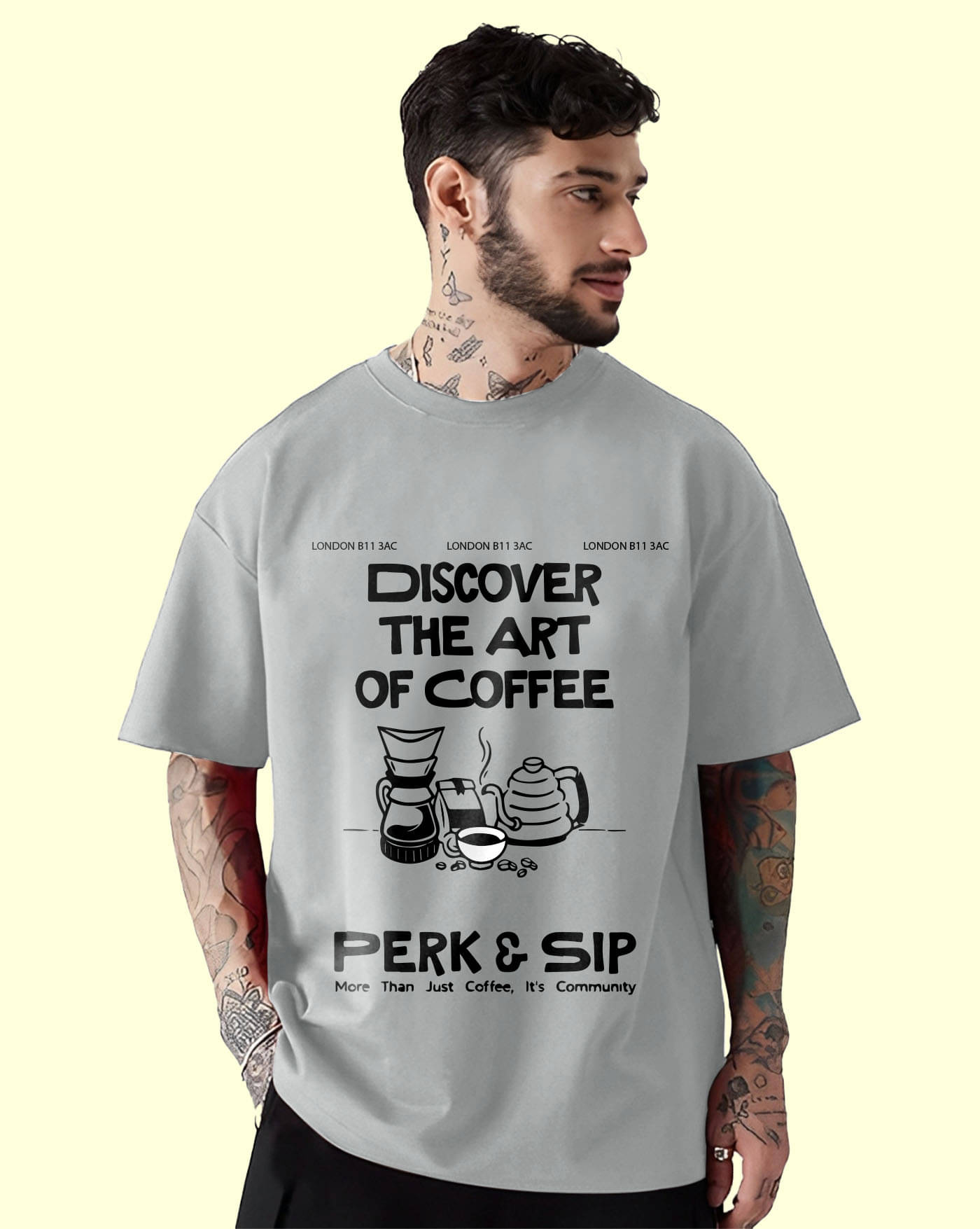     			AUSK Men Cotton Blend Oversized Fit Printed T-Shirt ( Grey )