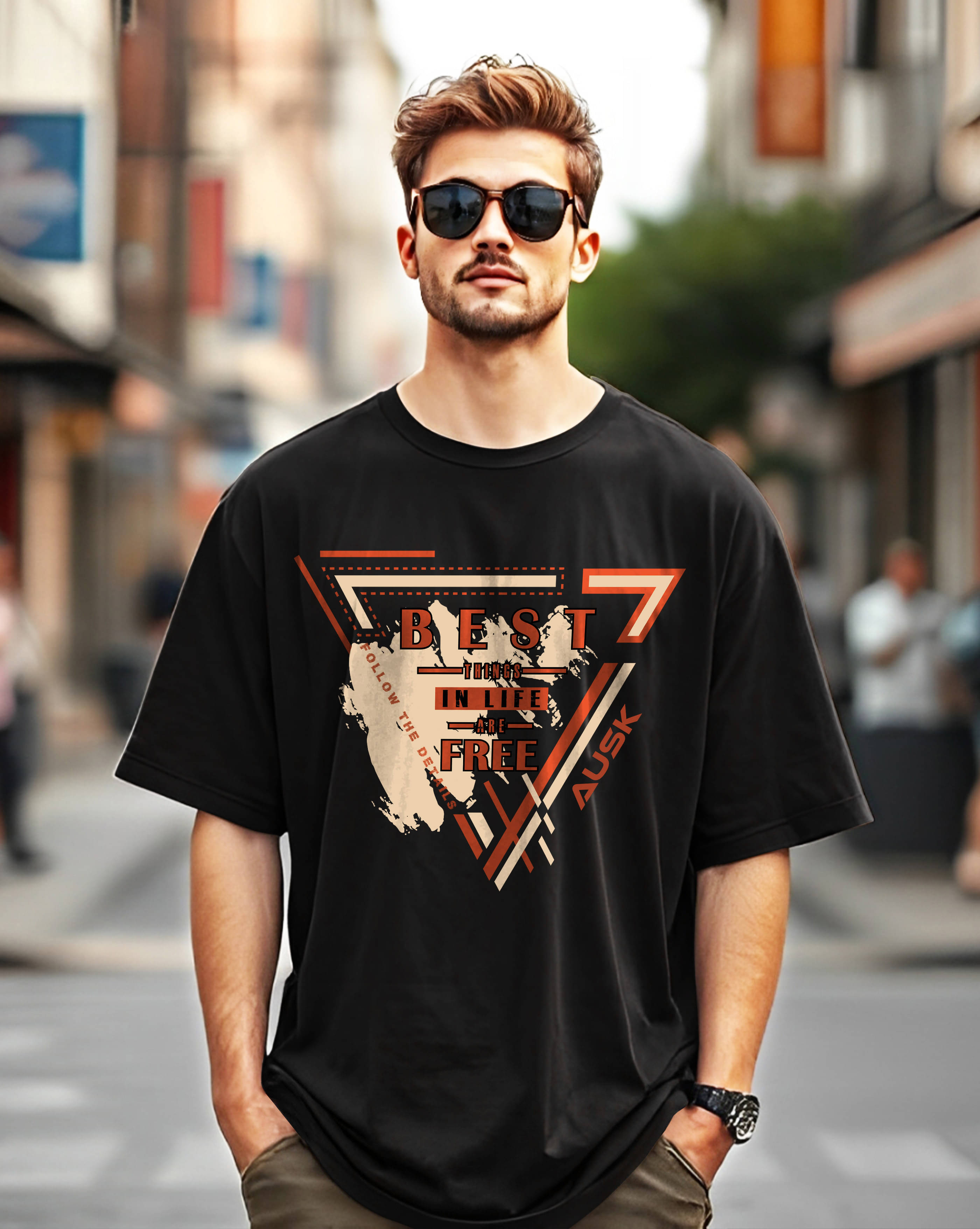 AUSK Men Cotton Oversized Fit Printed T-Shirt ( Black ) AUSK Men Cotton Oversized Fit Printed T-Shirt ( Black )