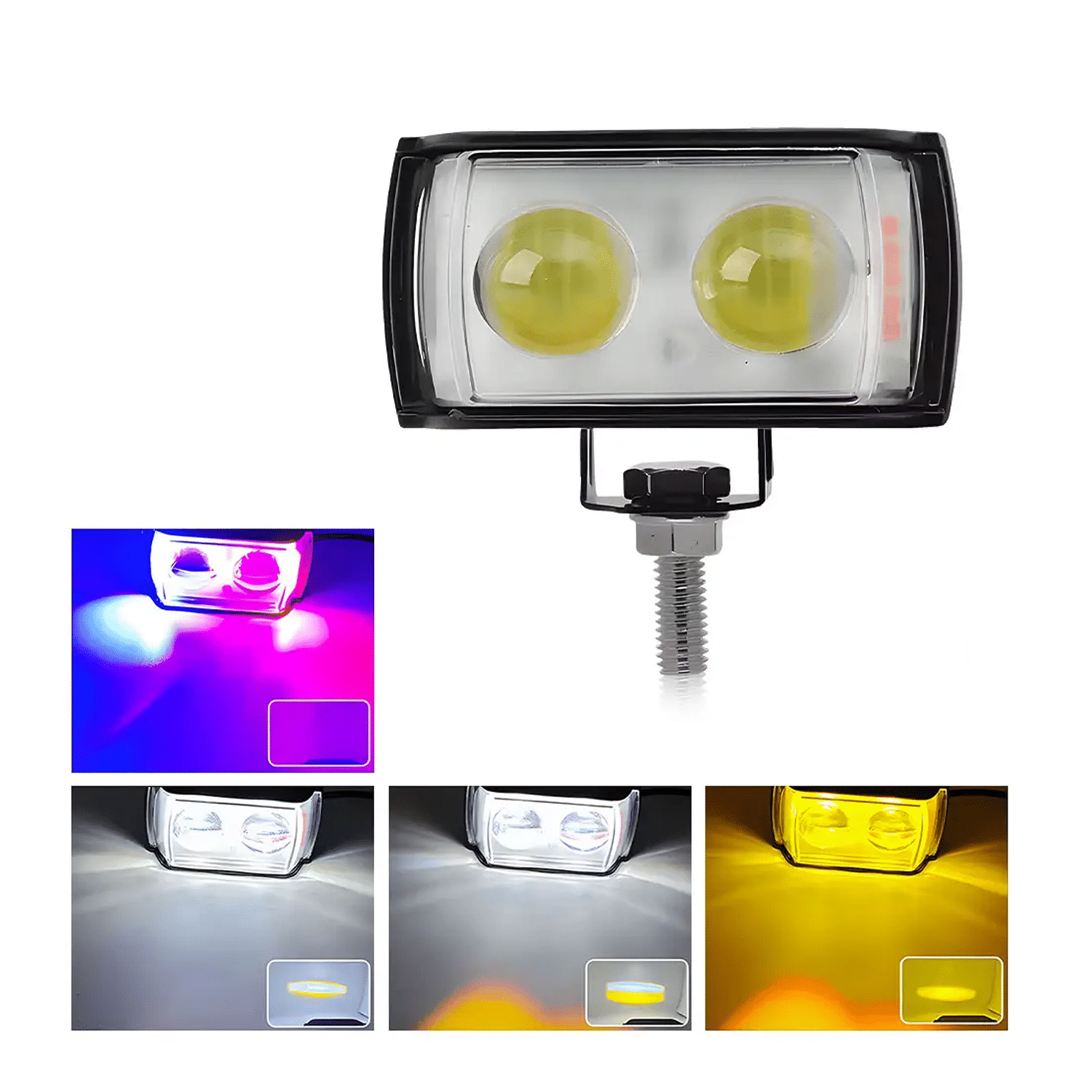     			Aksmit Super Bright 2 LED Fog Light Lens (Pack of 1) Projector Dual Color White & Yellow With High & Low Beam For All Motorbike, Scooty & ATVs (Set of 1)