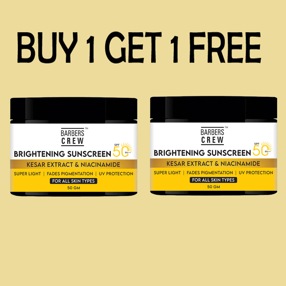 Barbers Crew SPF 50 Sunscreen Cream For All Skin Type ( Pack of 2 )