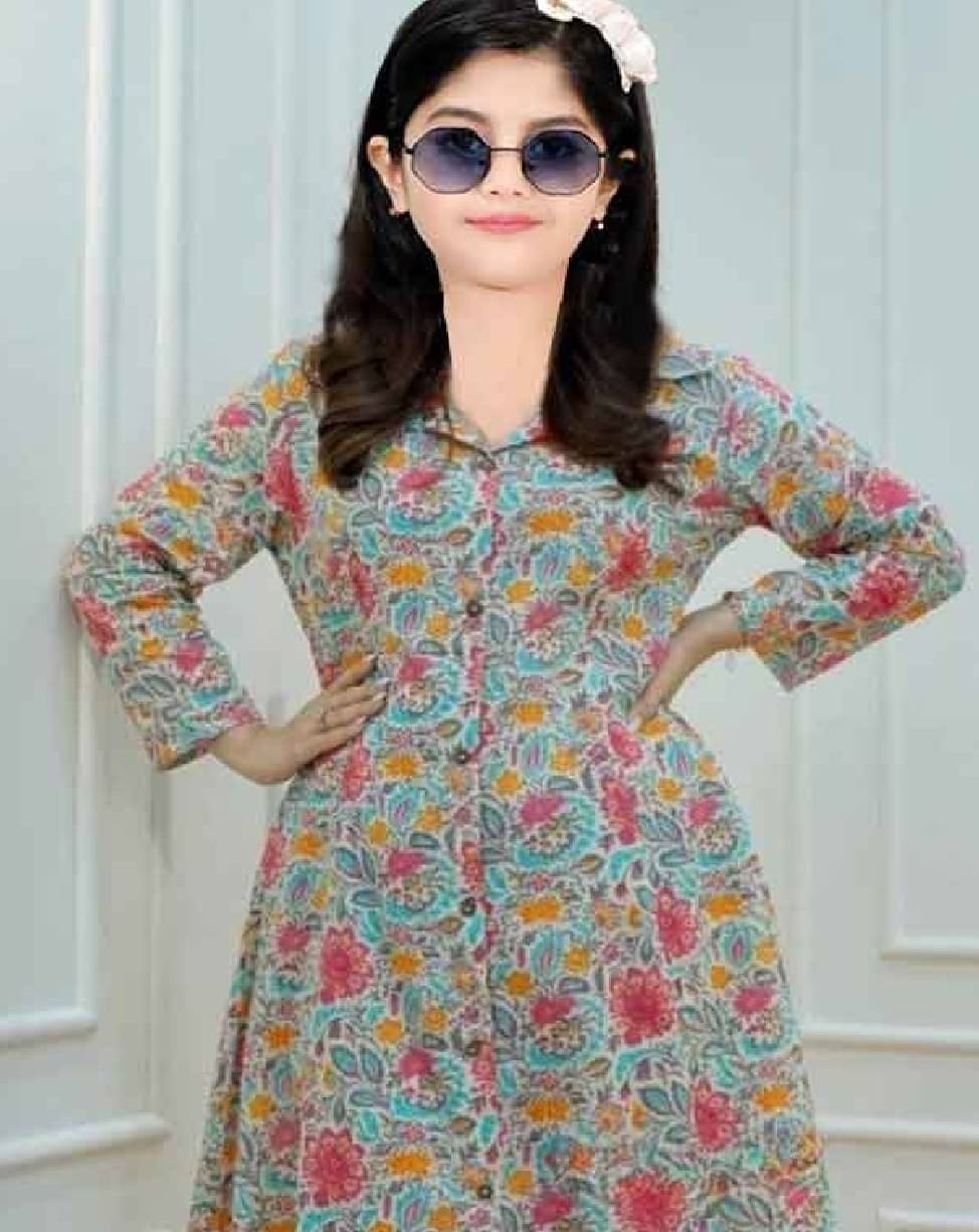 Bholukart Girls Cotton Blend Kurti with Pants ( Pack of 1 , Multicolor 9 ) Bholukart Girls Cotton Blend Kurti with Pants ( Pack of 1 , Multicolor 9 )