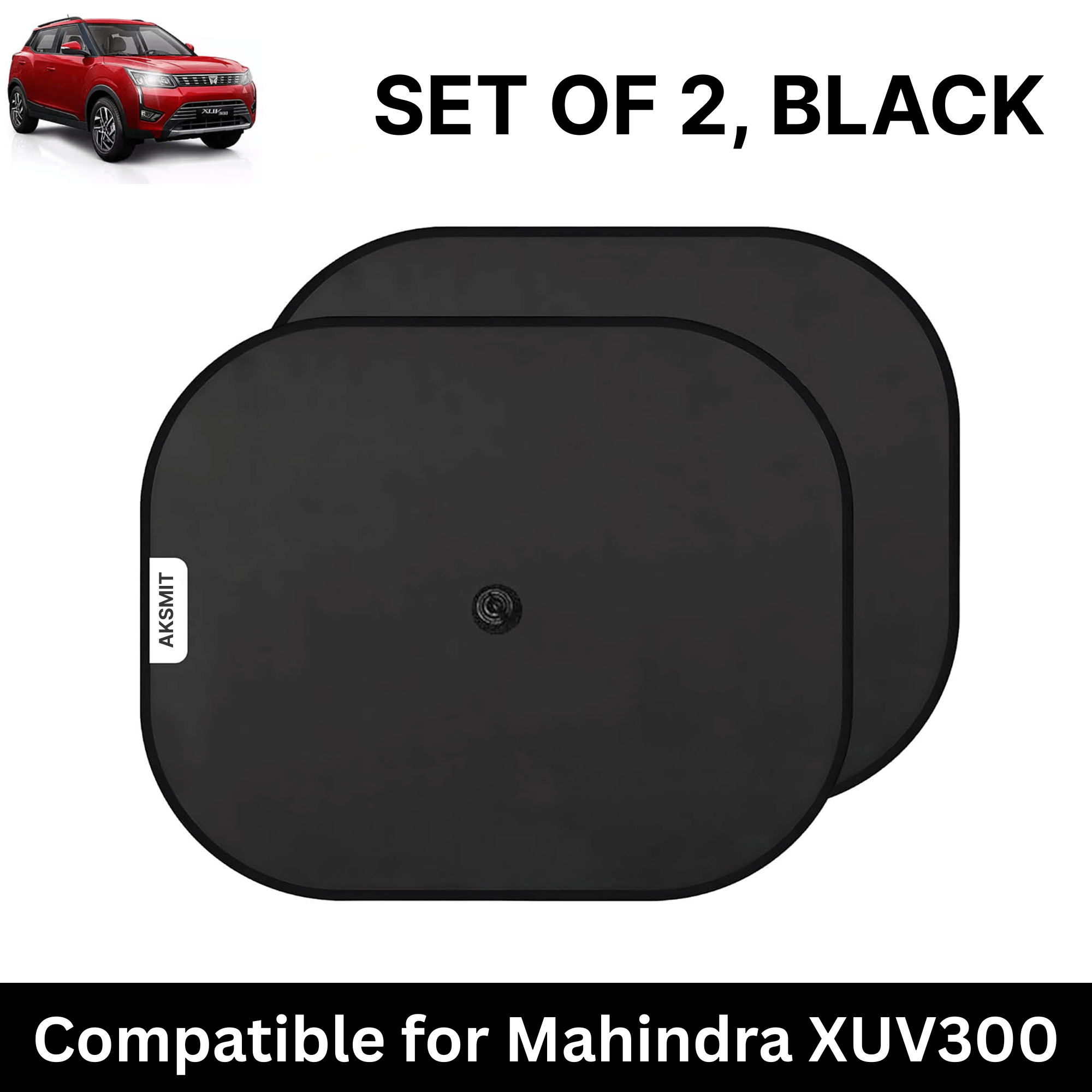     			Car Sun Shade for Side Windows (Black, Set of 2) with vaccum Suction Cups for Mahindra XUV300