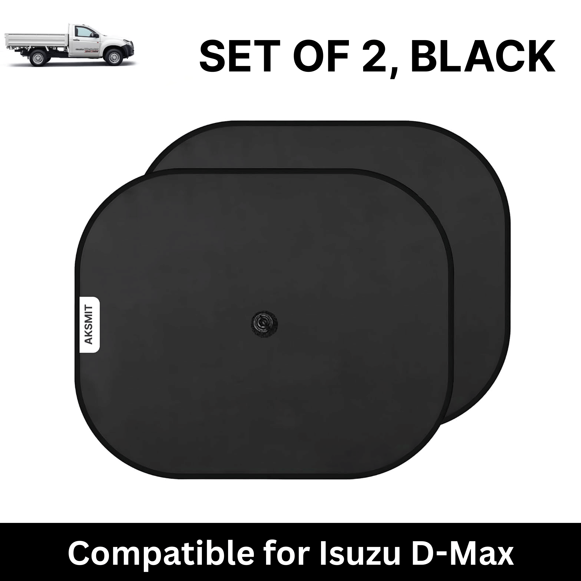    			Car Sun Shade for Side Windows (Black, Set of 2) with vaccum Suction Cups for Isuzu D-Max
