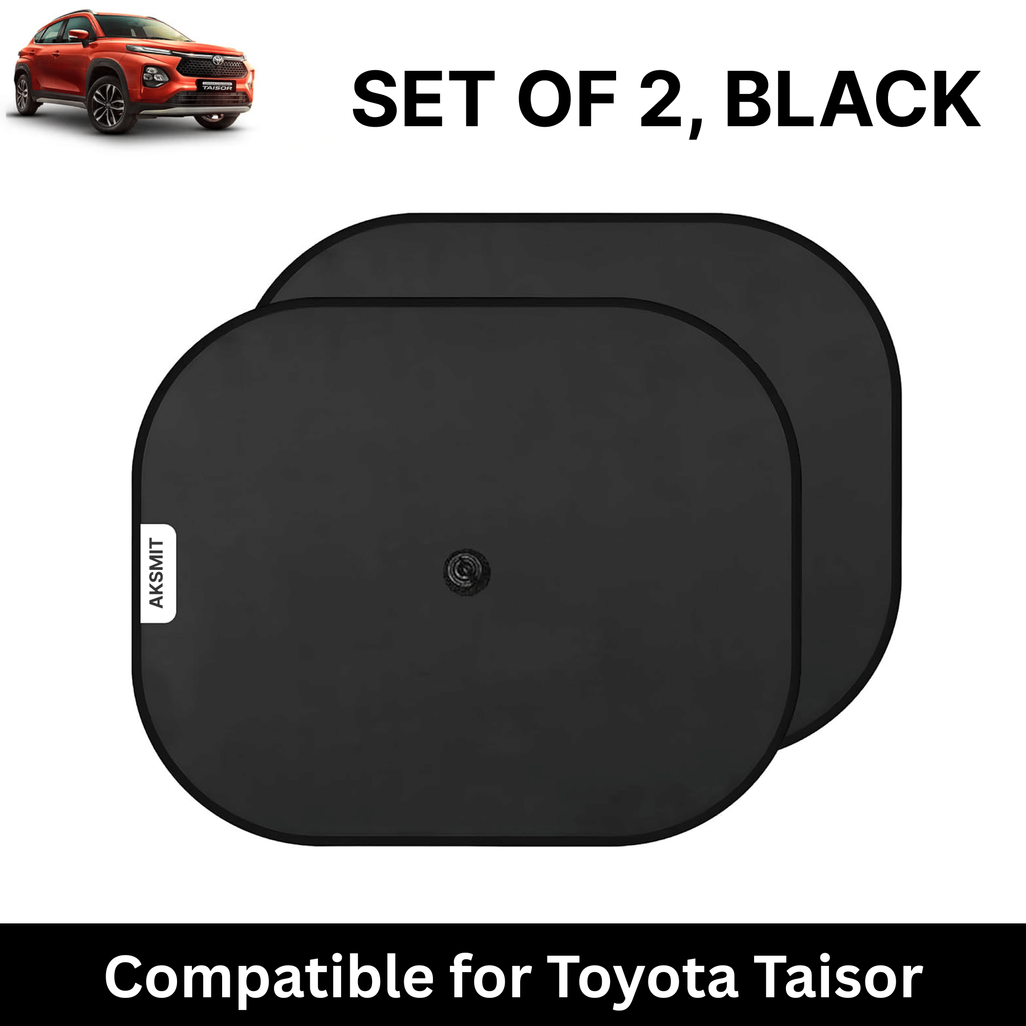     			Car Sun Shade for Side Windows (Black, Set of 2) with vaccum Suction Cups for Toyota Taisor