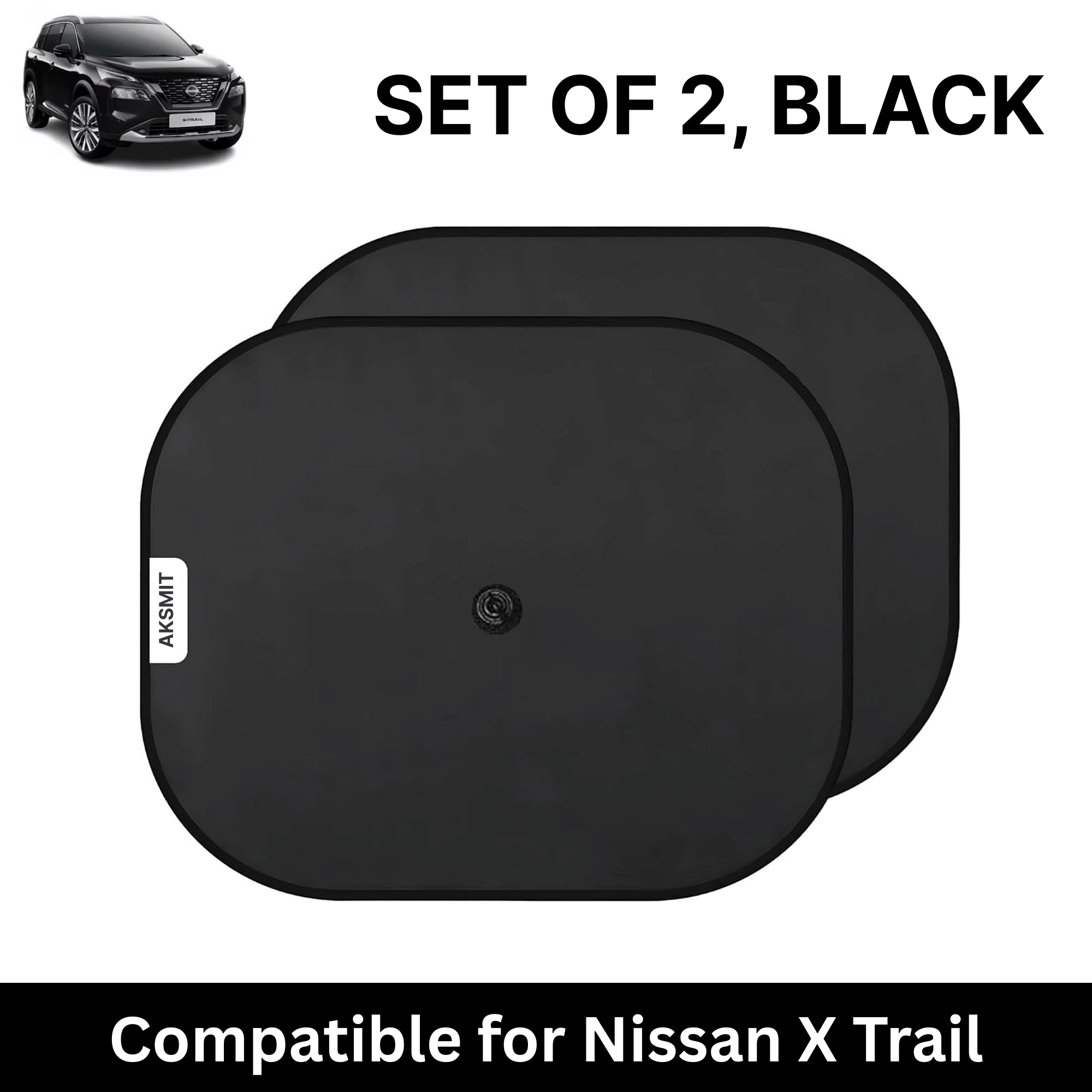     			Car Sun Shade for Side Windows (Black, Set of 2) with vaccum Suction Cups for Nissan X Trail