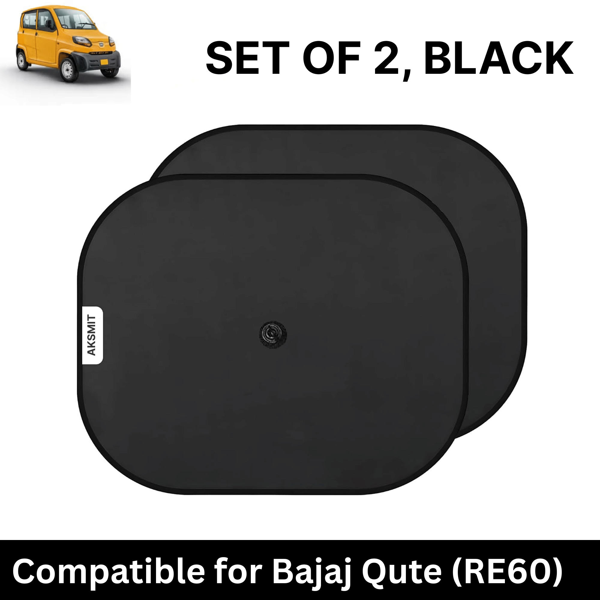Car Sun Shade for Side Windows (Black, Set of 2) with vaccum Suction Cups for Bajaj Qute (RE60) Car Sun Shade for Side Windows (Black, Set of 2) with vaccum Suction Cups for Bajaj Qute (RE60)