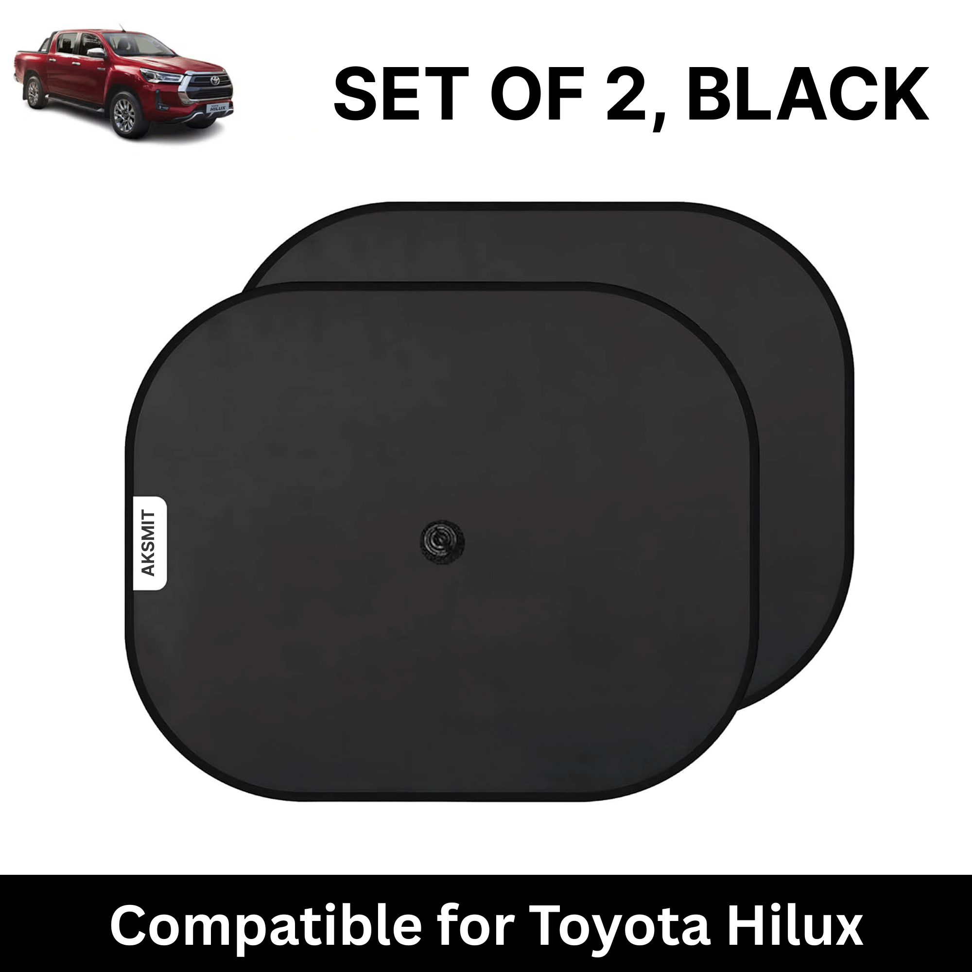     			Car Sun Shade for Side Windows (Black, Set of 2) with vaccum Suction Cups for Toyota Hilux