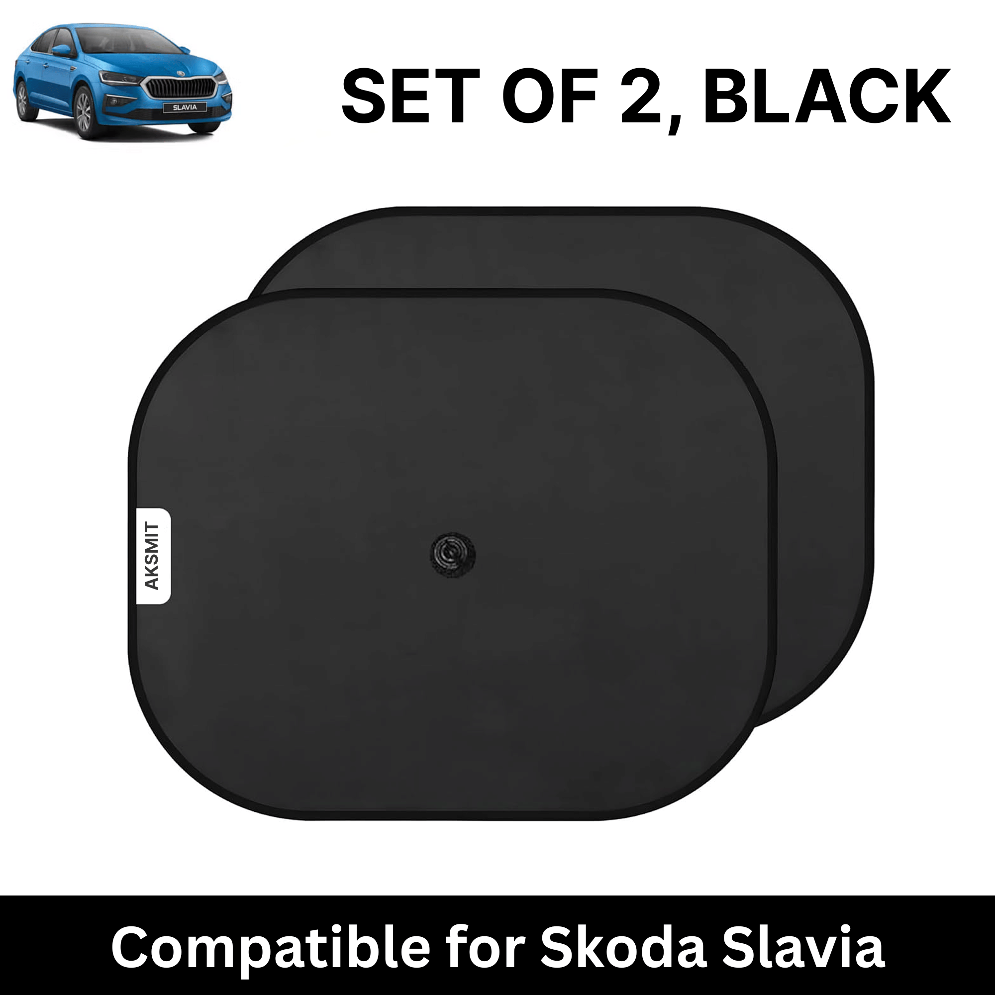    			Car Sun Shade for Side Windows (Black, Set of 2) with vaccum Suction Cups for Skoda Slavia