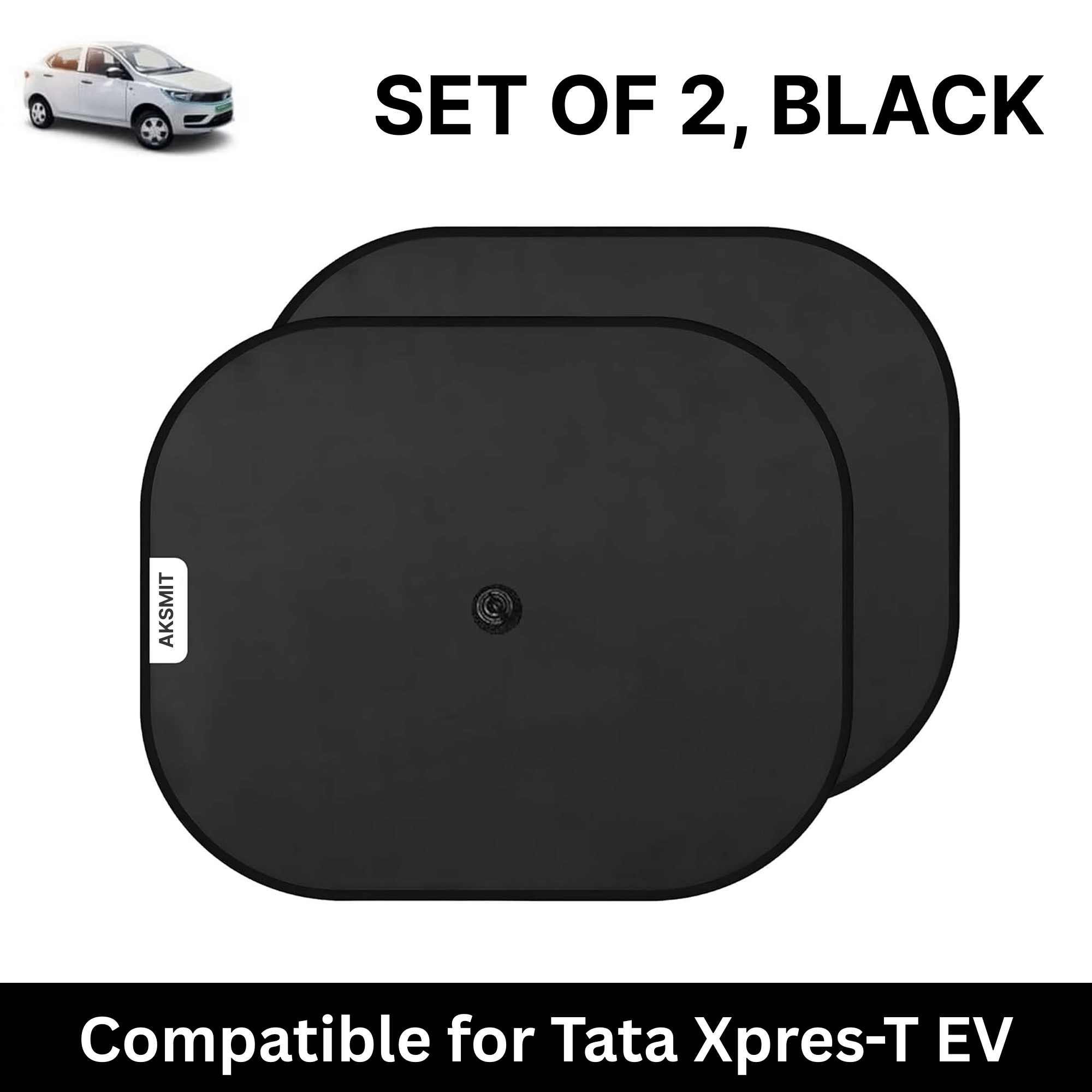     			Car Sun Shade for Side Windows (Black, Set of 2) with vaccum Suction Cups for Tata Xpres-T EV