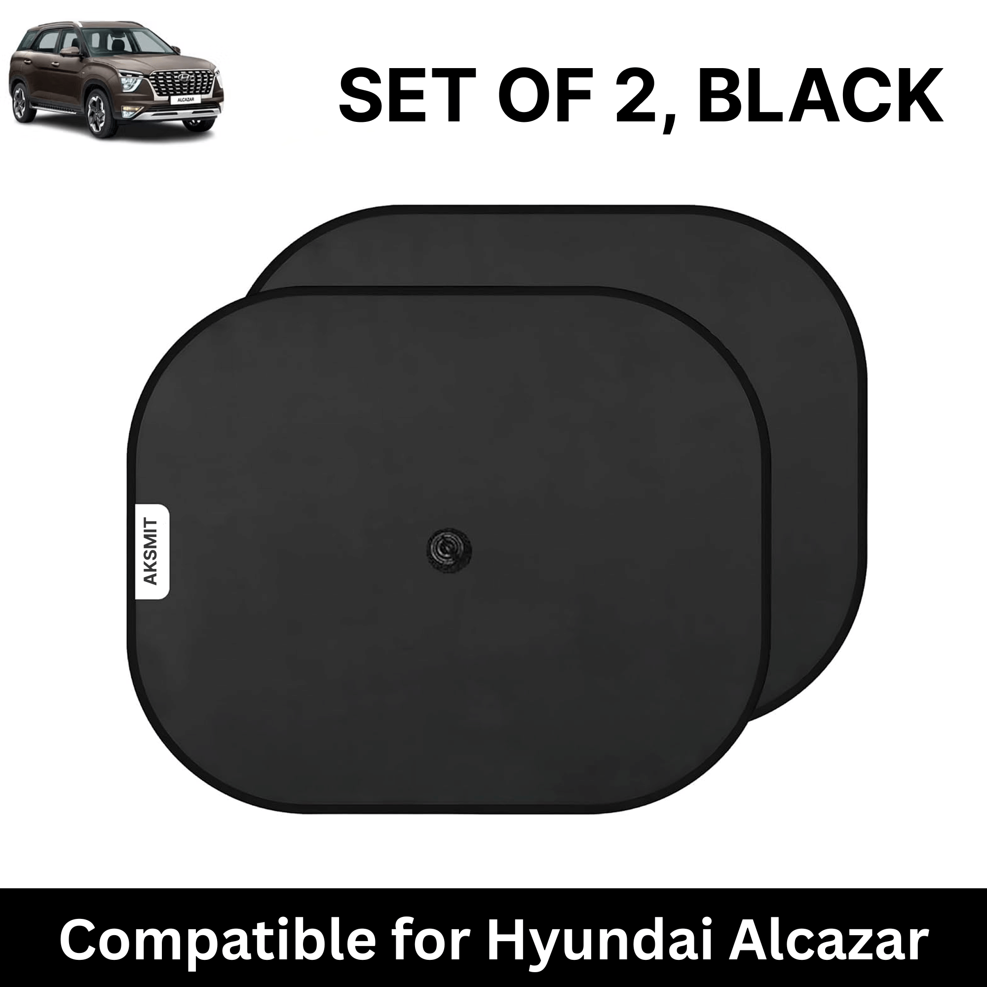     			Car Sun Shade for Side Windows (Black, Set of 2) with vaccum Suction Cups for Hyundai Alcazar CNG