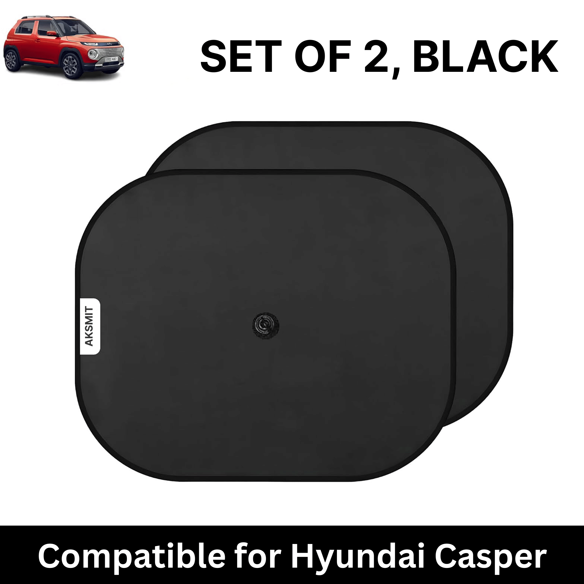     			Car Sun Shade for Side Windows (Black, Set of 2) with vaccum Suction Cups for Hyundai Casper