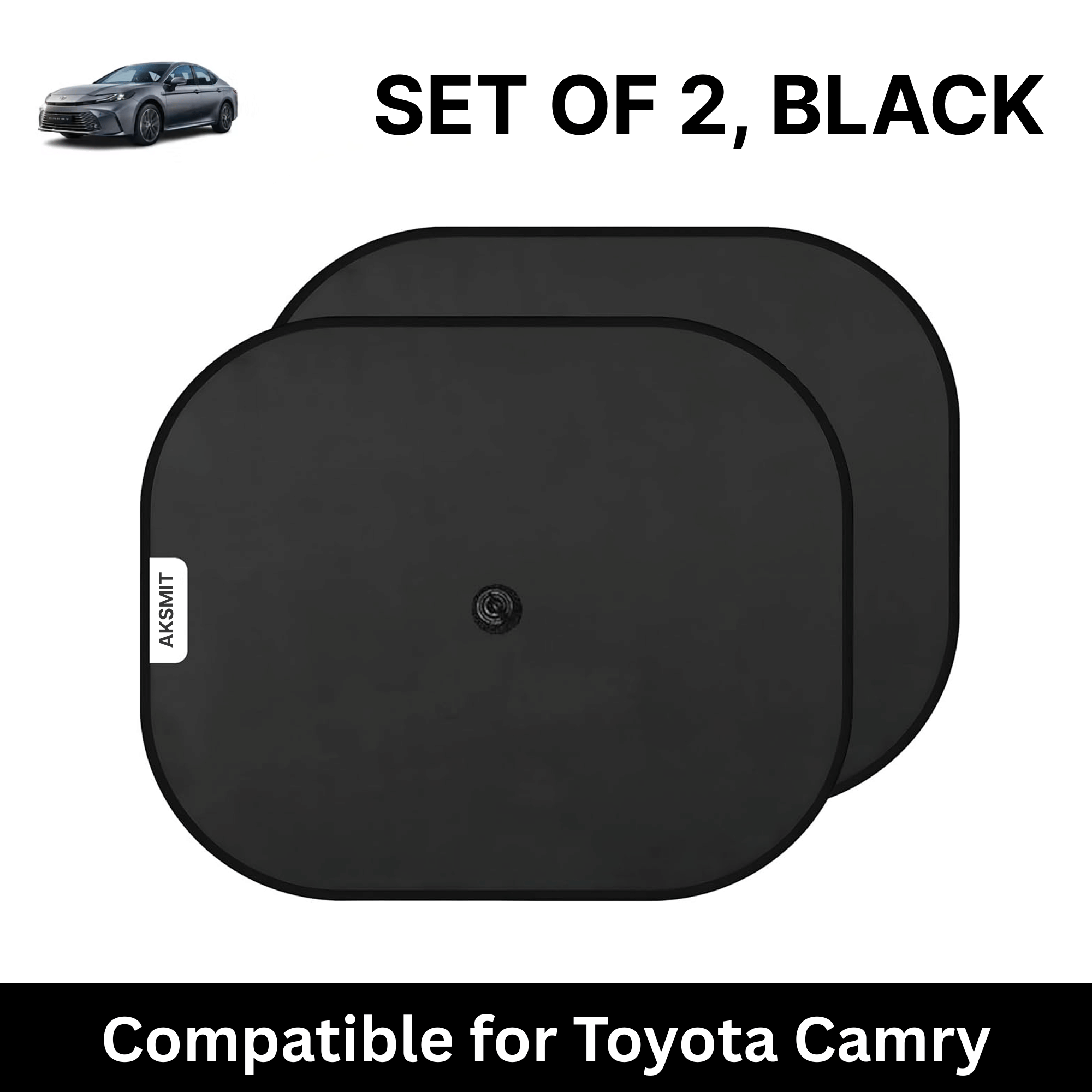     			Car Sun Shade for Side Windows (Black, Set of 2) with vaccum Suction Cups for Toyota Camry