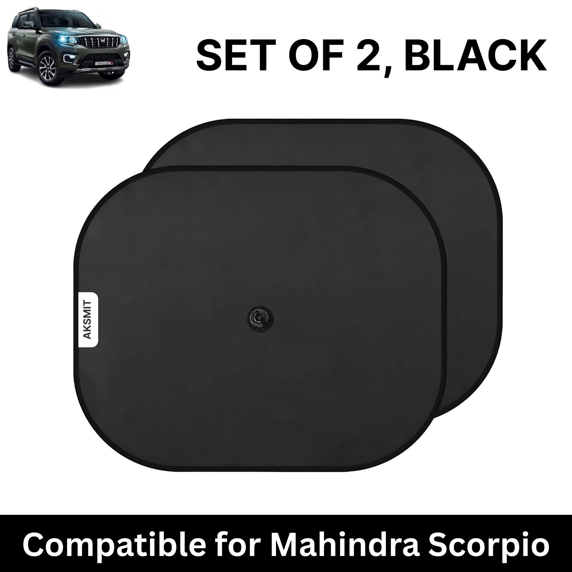     			Car Sun Shade for Side Windows (Black, Set of 2) with vaccum Suction Cups for Mahindra Scorpio N