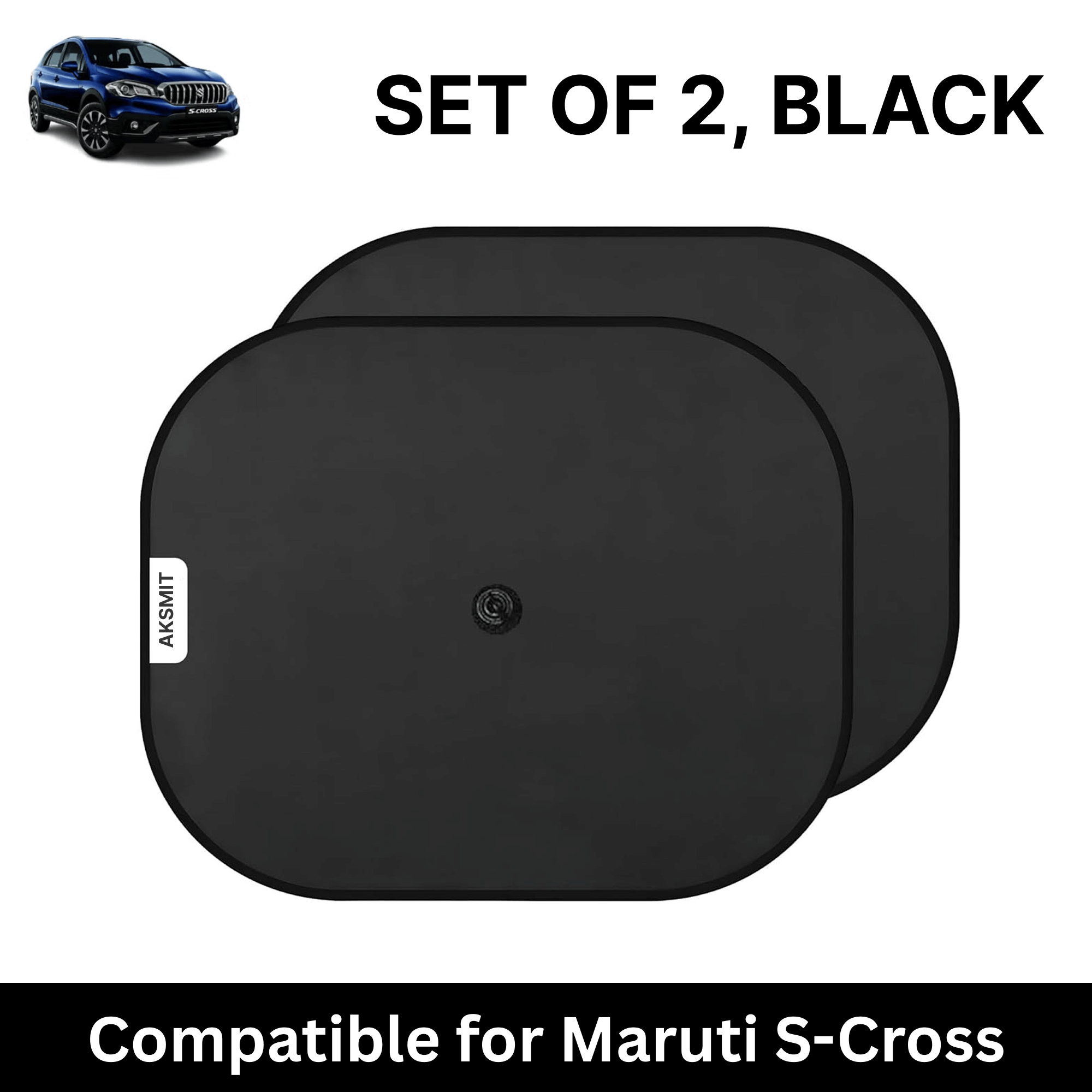     			Car Sun Shade for Side Windows (Black, Set of 2) with vaccum Suction Cups for Maruti S-Cross Facelift