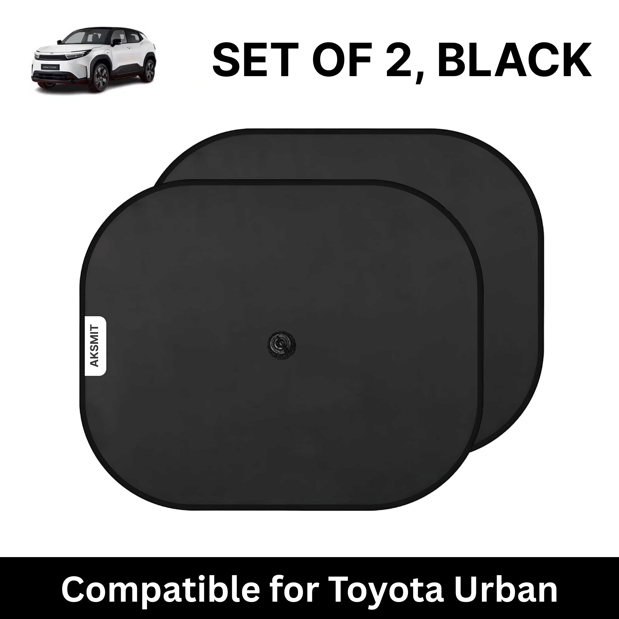     			Car Sun Shade for Side Windows (Black, Set of 2) with vaccum Suction Cups for Toyota Urban Cruiser EV