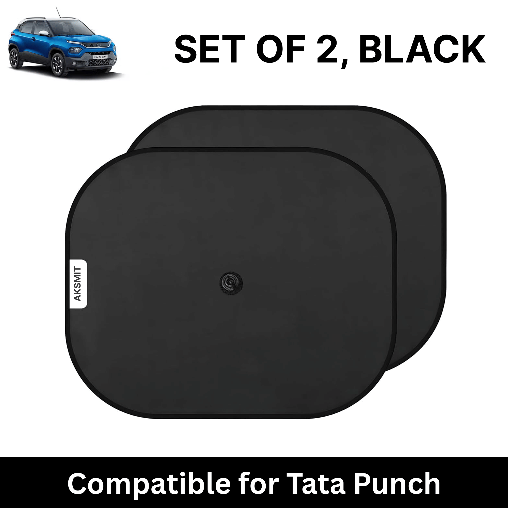 Car Sun Shade for Side Windows (Black, Set of 2) with vaccum Suction Cups for Tata Punch     			Car Sun Shade for Side Windows (Black, Set of 2) with vaccum Suction Cups for Tata Punch