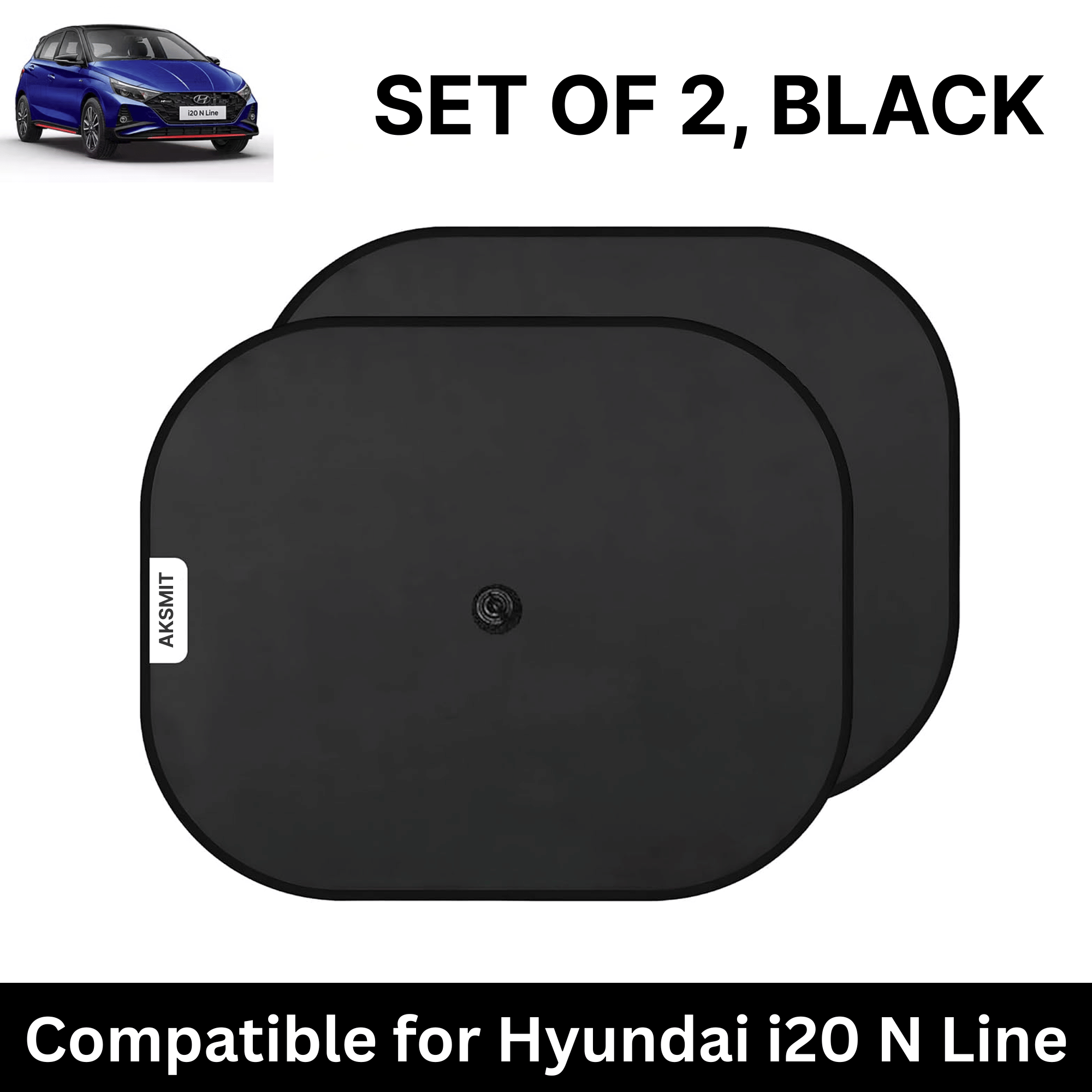 Car Sun Shade for Side Windows (Black, Set of 2) with vaccum Suction Cups for Hyundai i20 N Line     			Car Sun Shade for Side Windows (Black, Set of 2) with vaccum Suction Cups for Hyundai i20 N Line