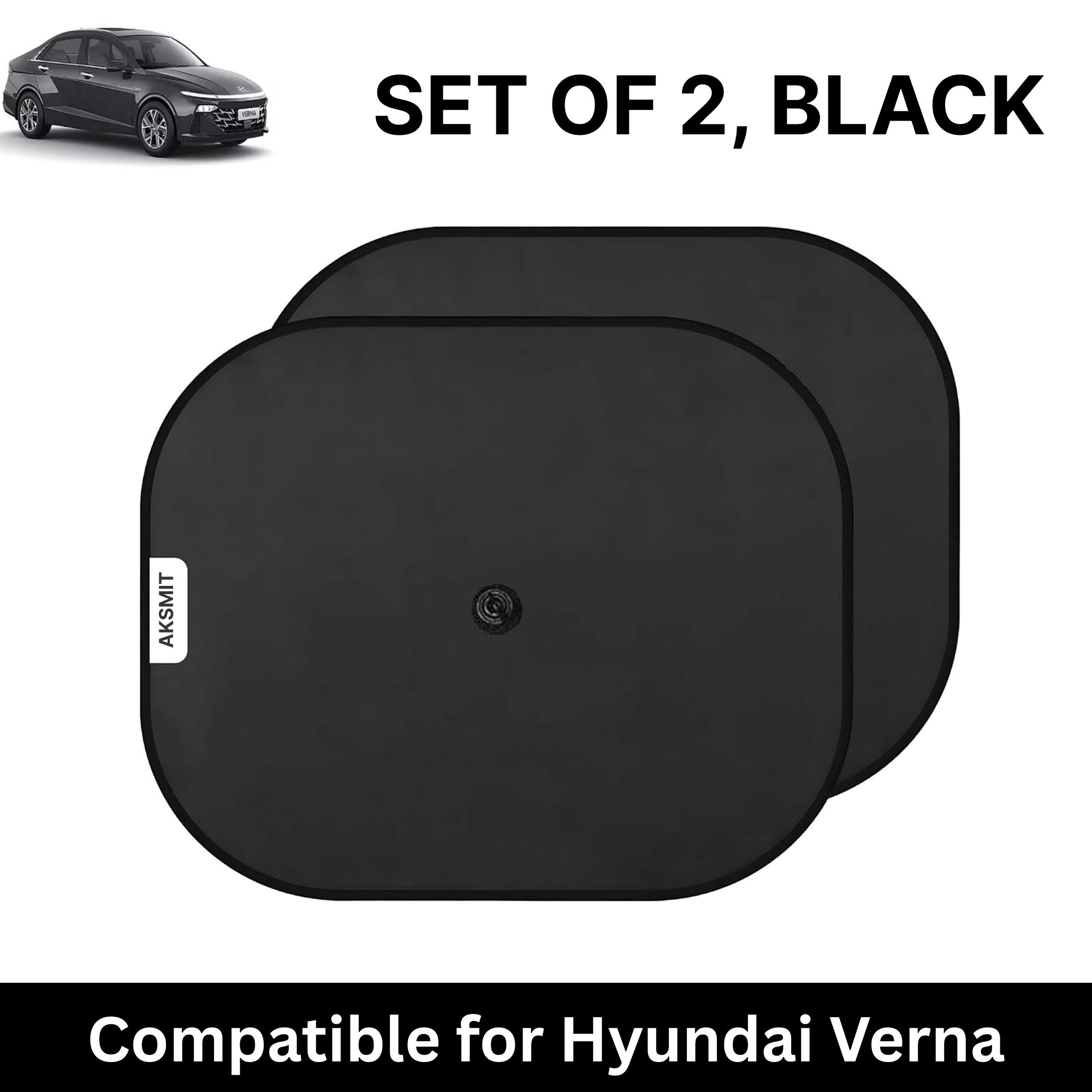     			Car Sun Shade for Side Windows (Black, Set of 2) with vaccum Suction Cups for Hyundai Verna