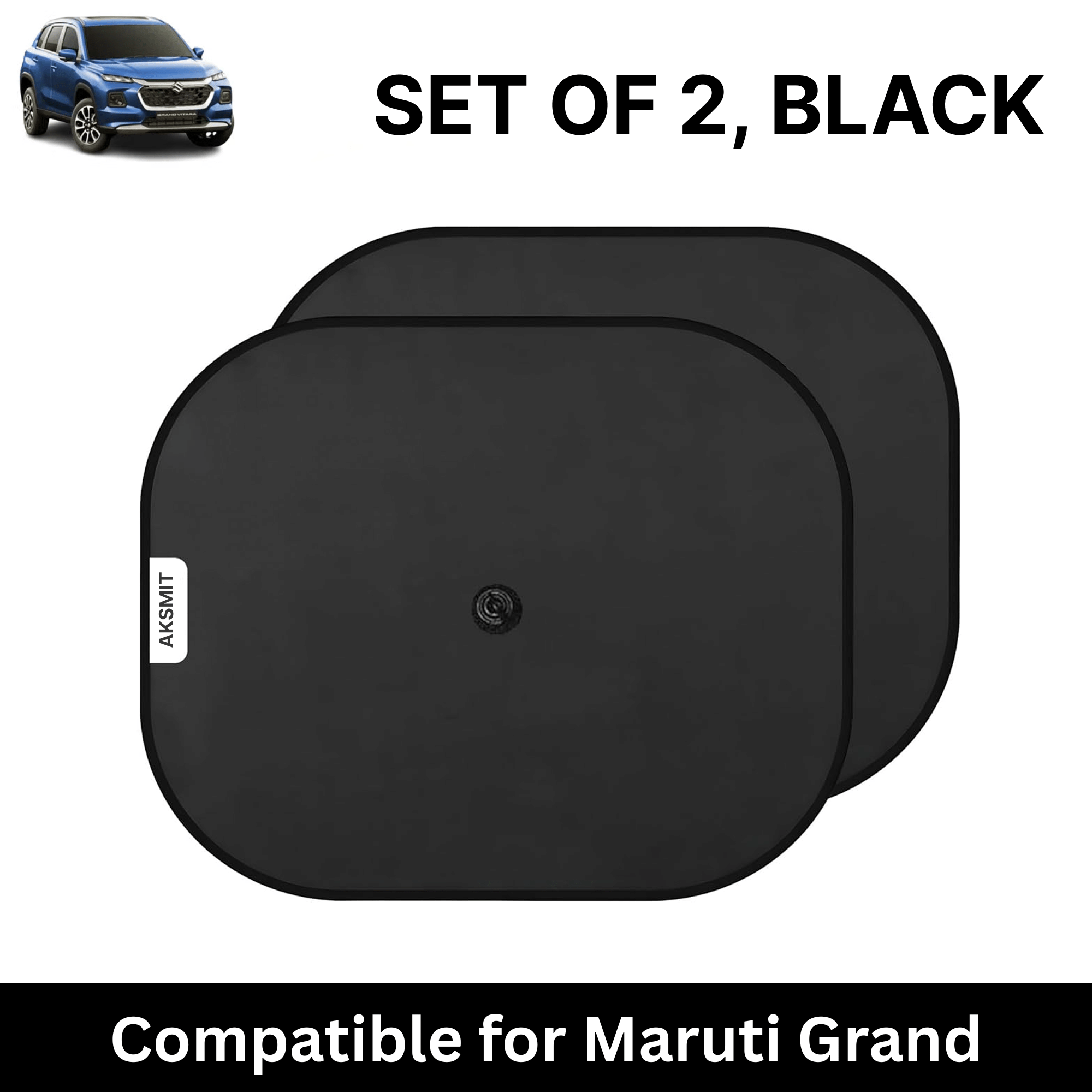     			Car Sun Shade for Side Windows (Black, Set of 2) with vaccum Suction Cups for Maruti Grand Vitara