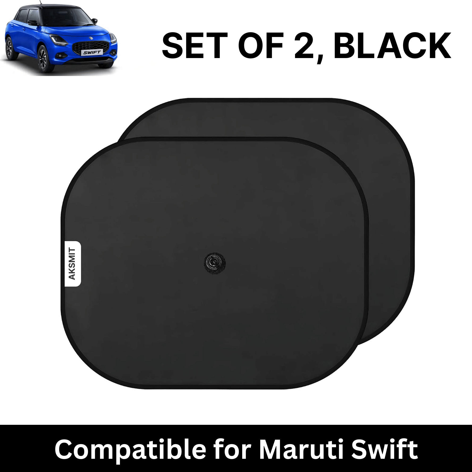     			Car Sun Shade for Side Windows (Black, Set of 2) with vaccum Suction Cups for Maruti Swift